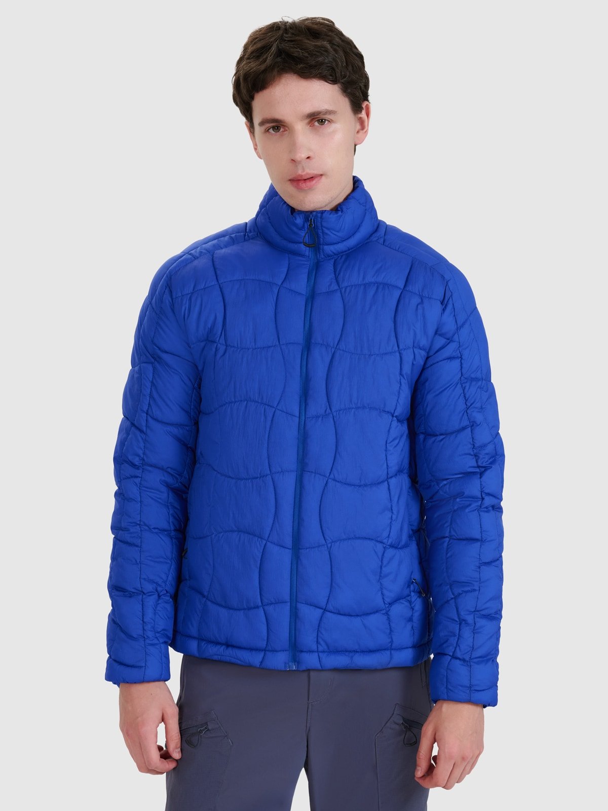 4F Kurtka puchowa trekkingowa z wypełnieniem Primaloft Silver męska - niebieska XXL