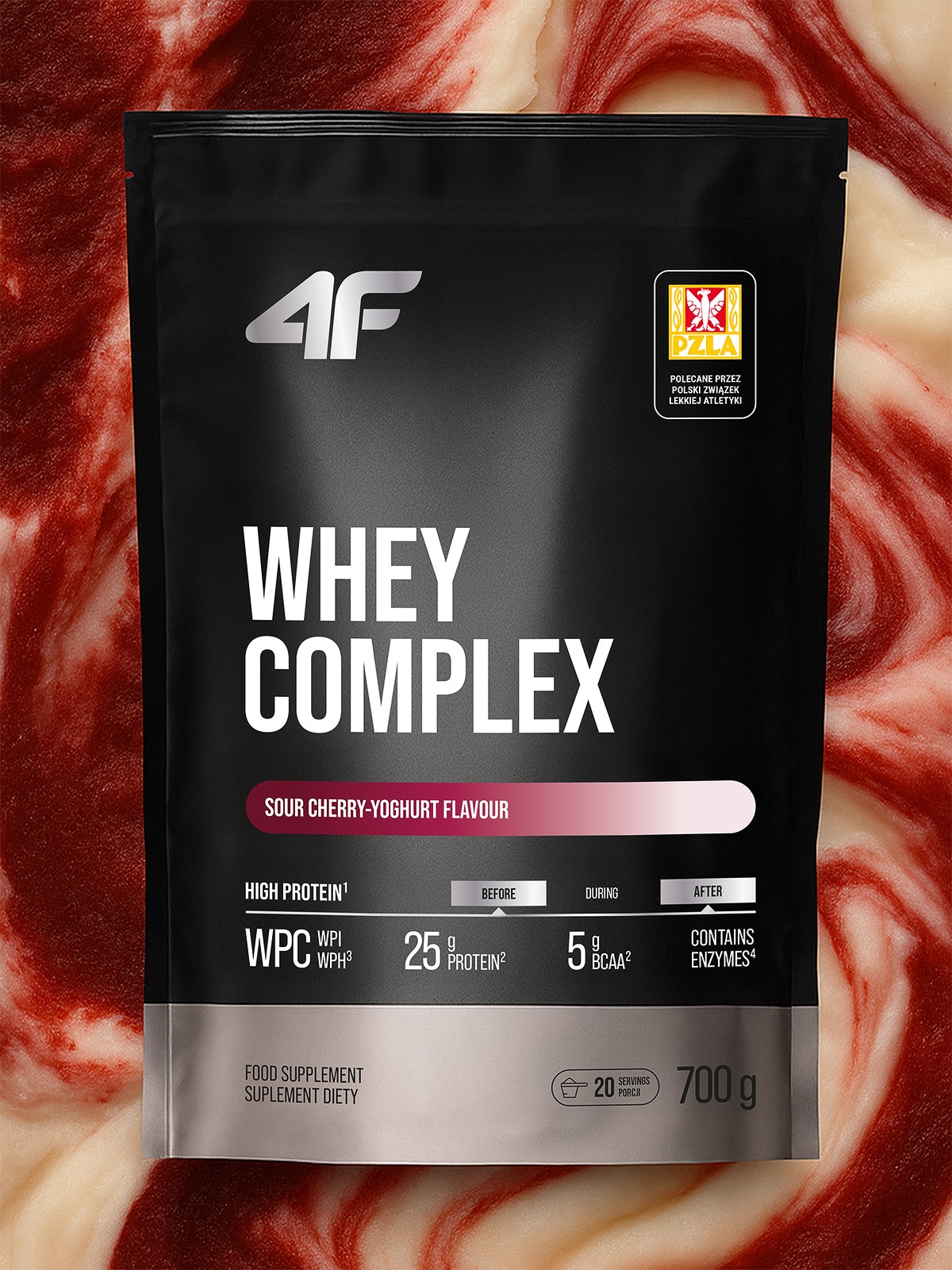 4F WHEY - WPC+WPI+WPH - complex białek serwatkowych (700 g) jogurtowo-wiśniowy 700 g