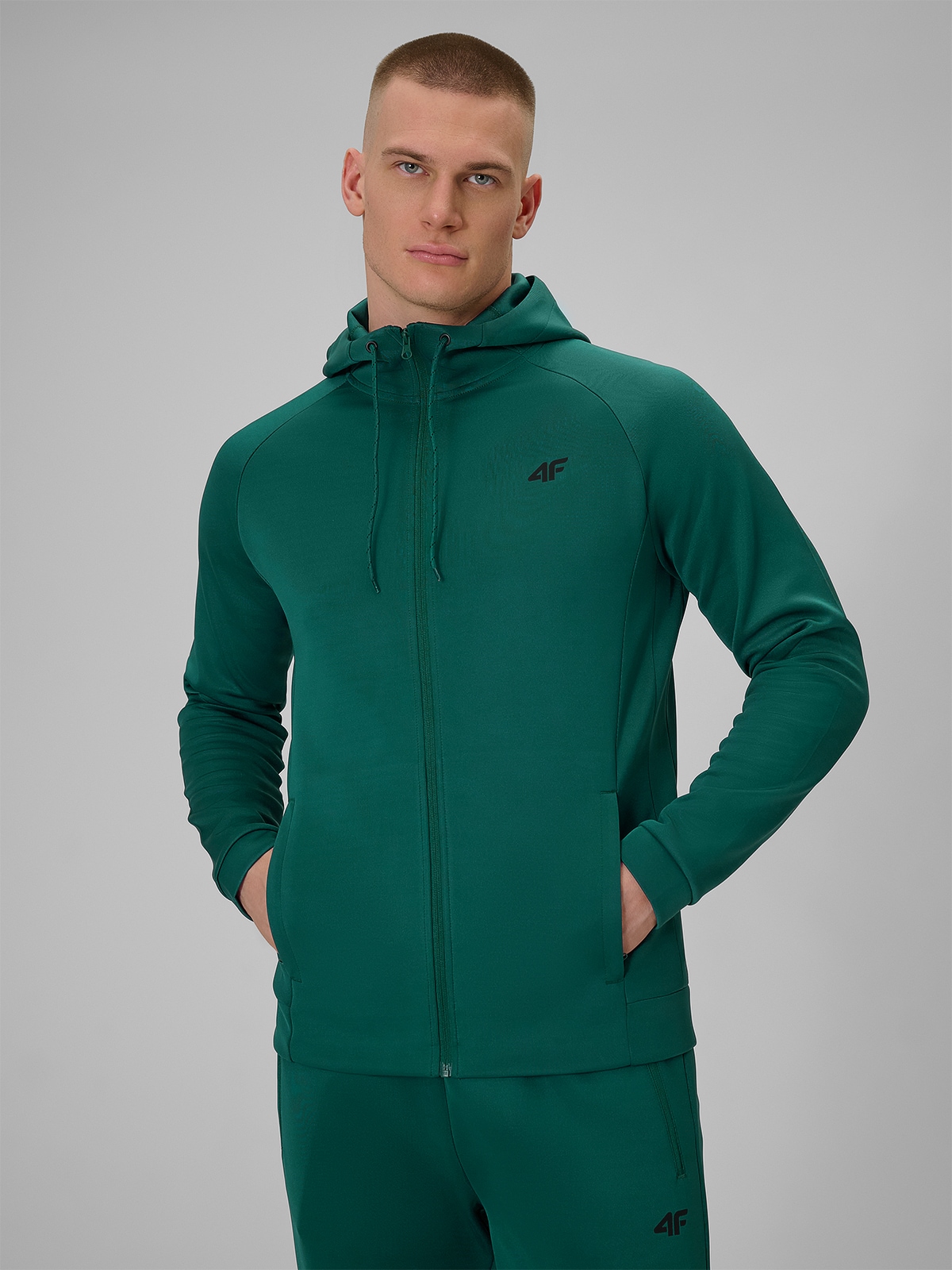 4F Bluza treningowa regular szybkoschnąca męska - zielona S