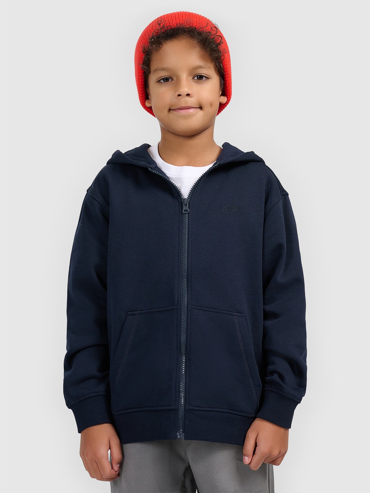 4F Bluza dresowa rozpinana z kapturem chłopięca - granatowa 164 (13-14 lat)