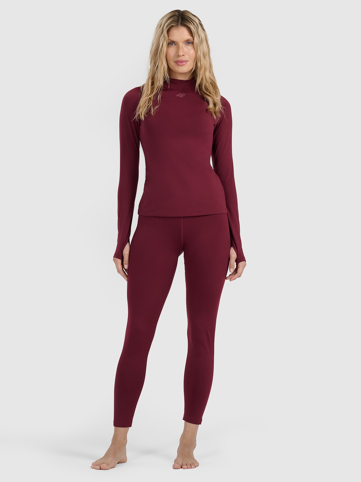 4F Bielizna termiczna ocieplana (dół) damska - burgundowa M