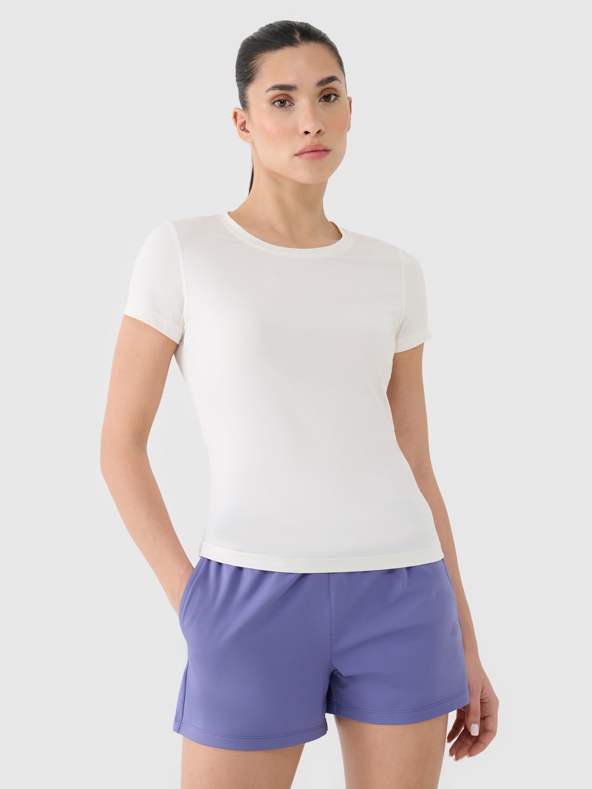 4F Koszulka treningowa regular szybkoschnąca damska - biała M