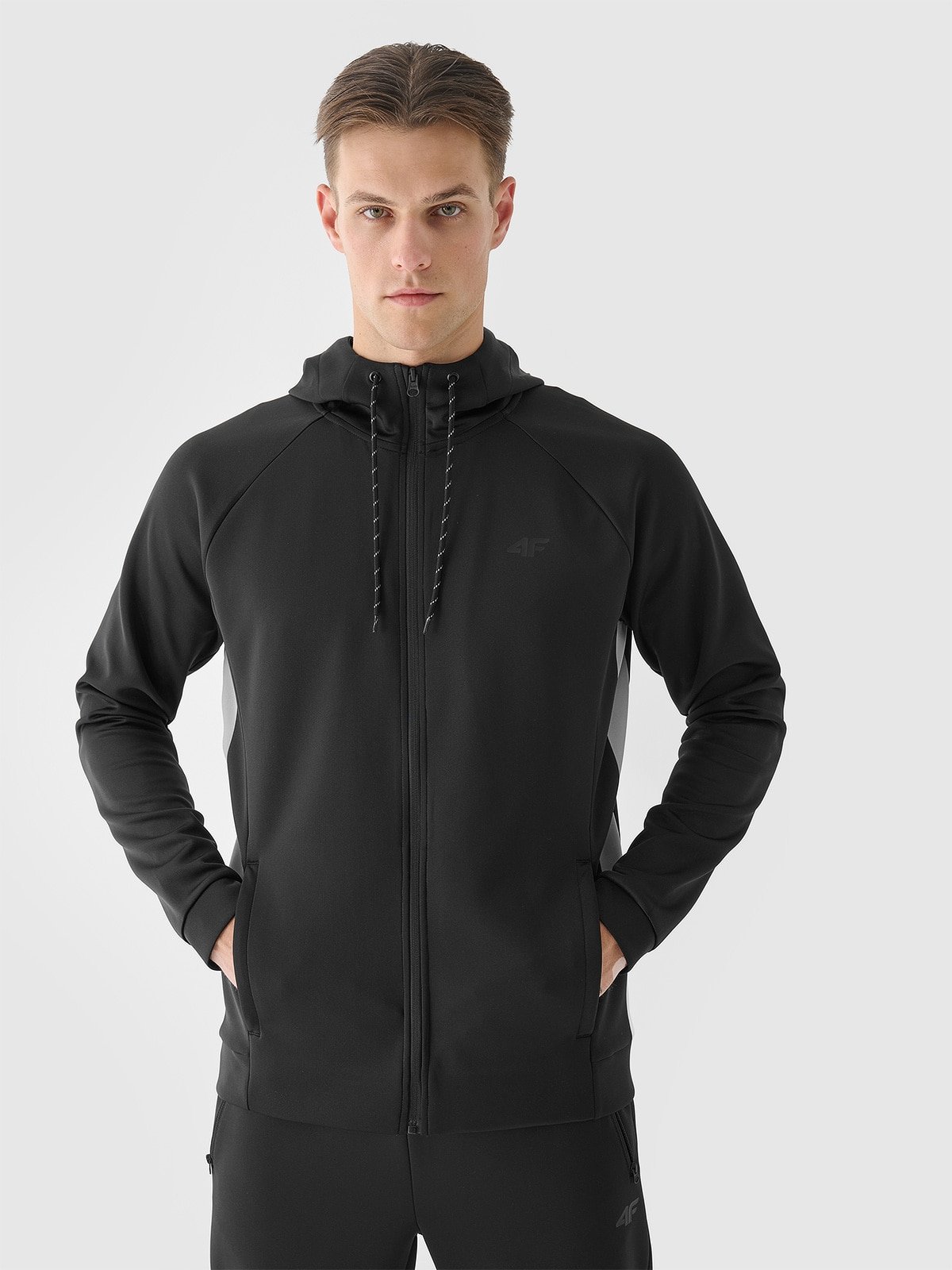 4F Bluza treningowa rozpinana z kapturem męska - czarna L