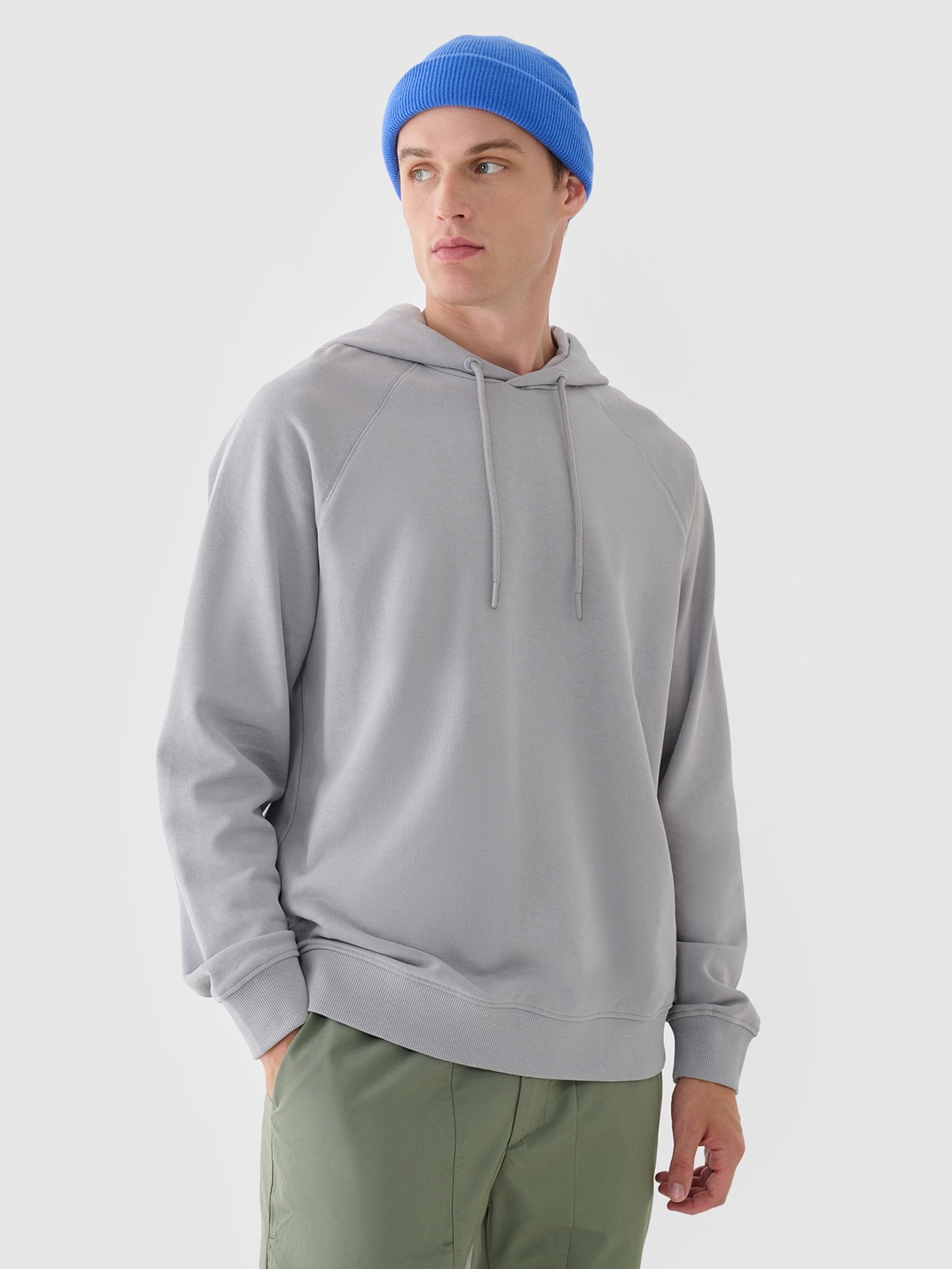 4F Bluza dresowa nierozpinana z kapturem męska - szara XL