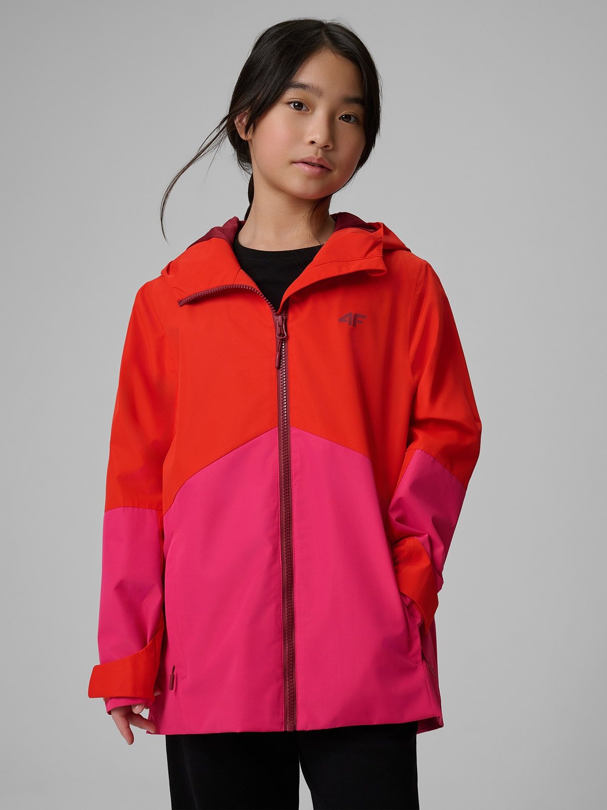 4F Kurtka membrana 5000 dziewczęca - czerwona 152 (11-12 lat)