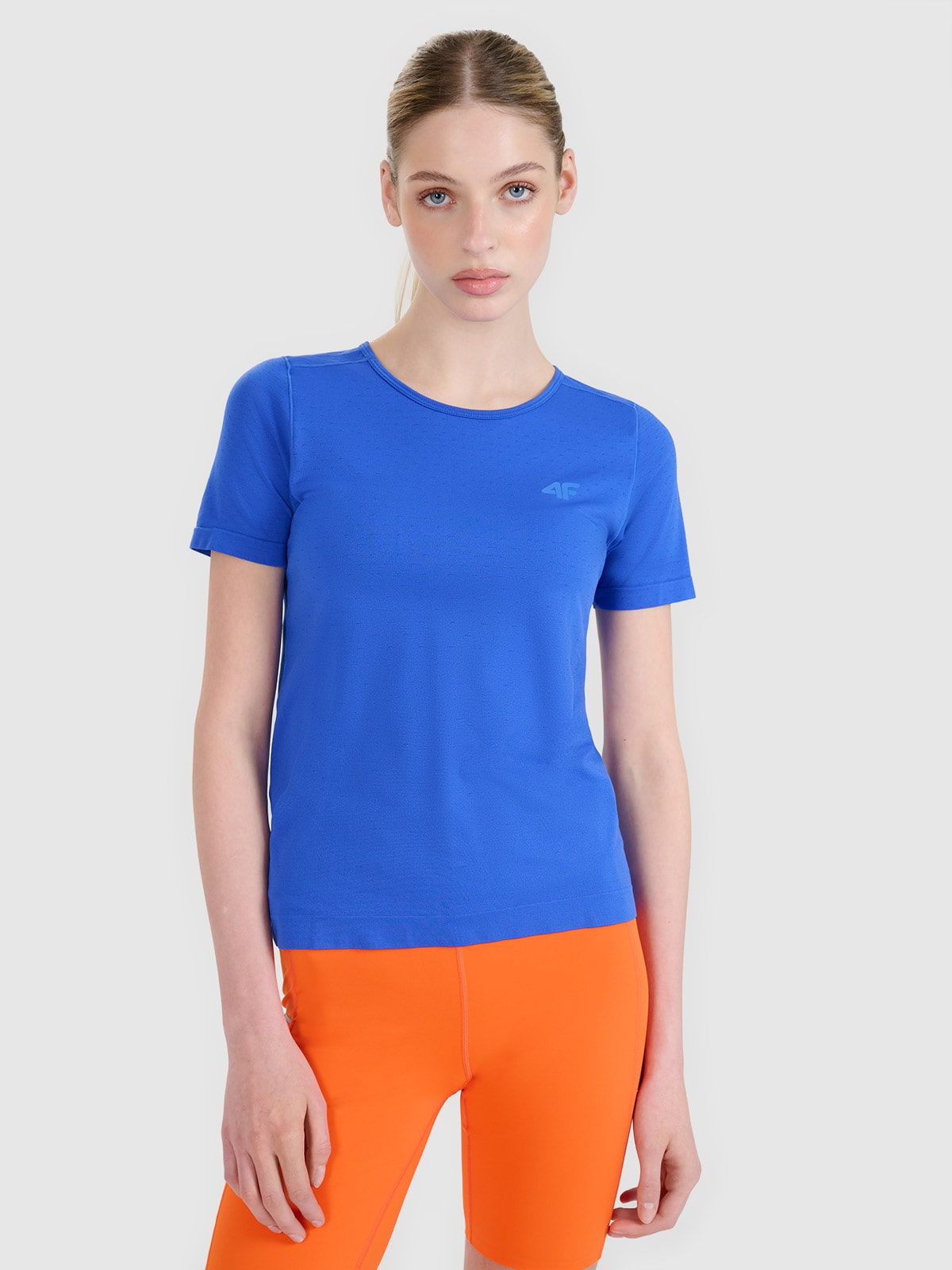 4F Koszulka do biegania w terenie regular damska - niebieska M/L