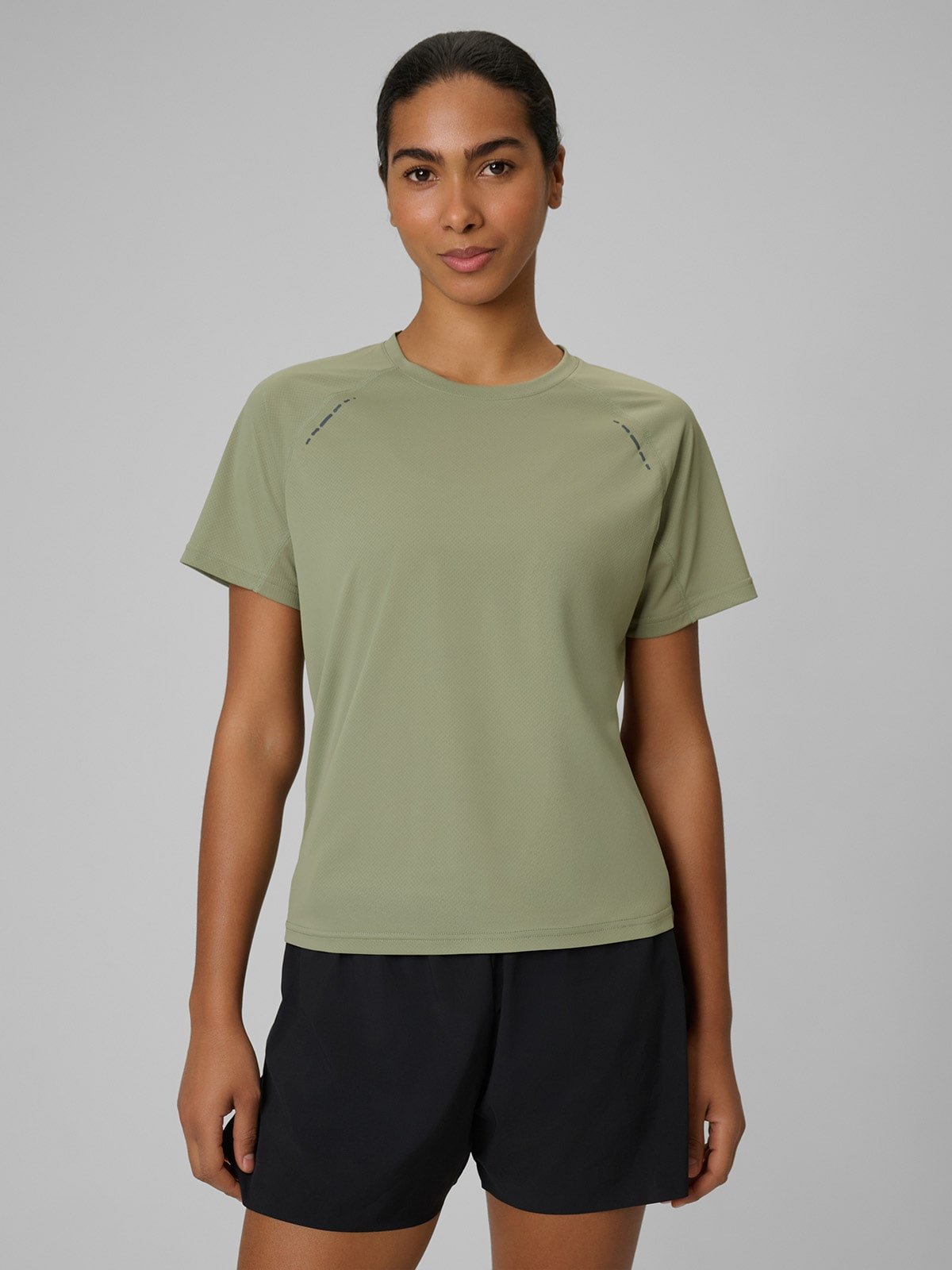 4F Koszulka do biegania szybkoschnąca damska - khaki L