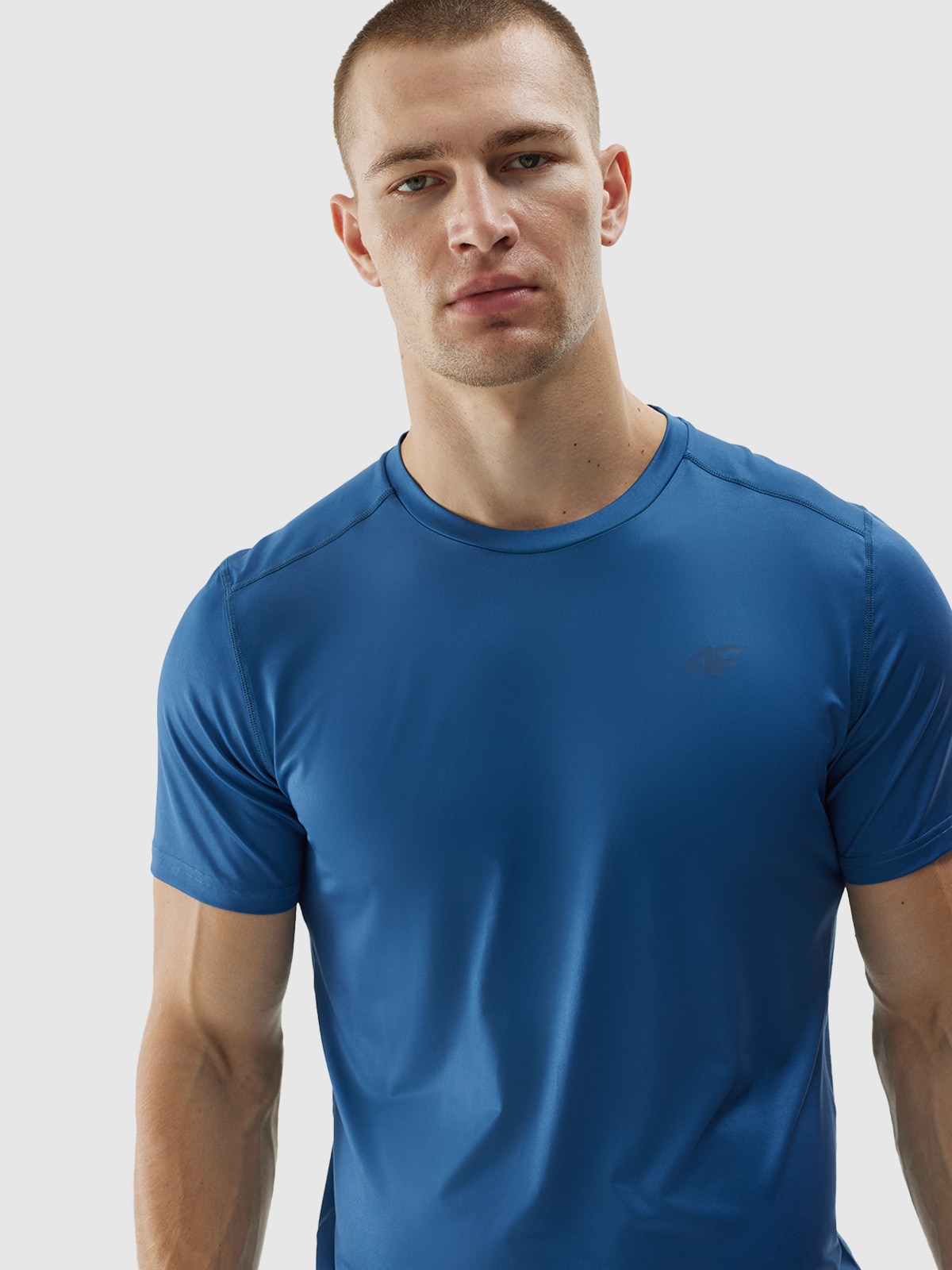 4F Koszulka treningowa regular szybkoschnąca męska - niebieska XL