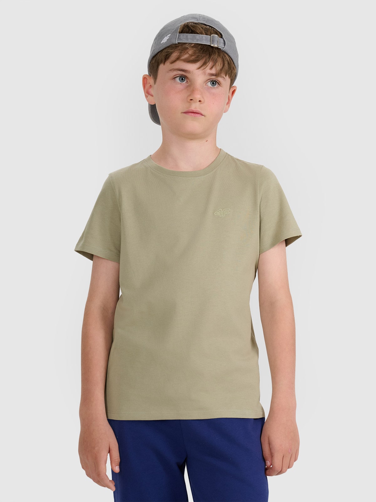 4F T-shirt oversize gładki chłopięcy - zielony 128 (7-8 lat)