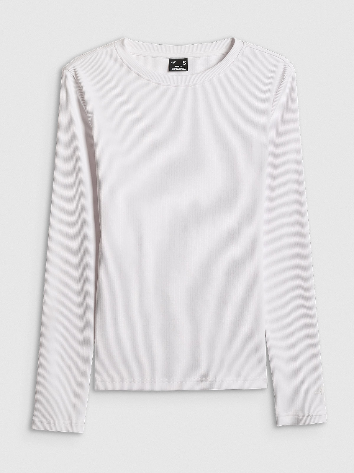 4F Longsleeve slim z prążkowanej dzianiny damski - biały M