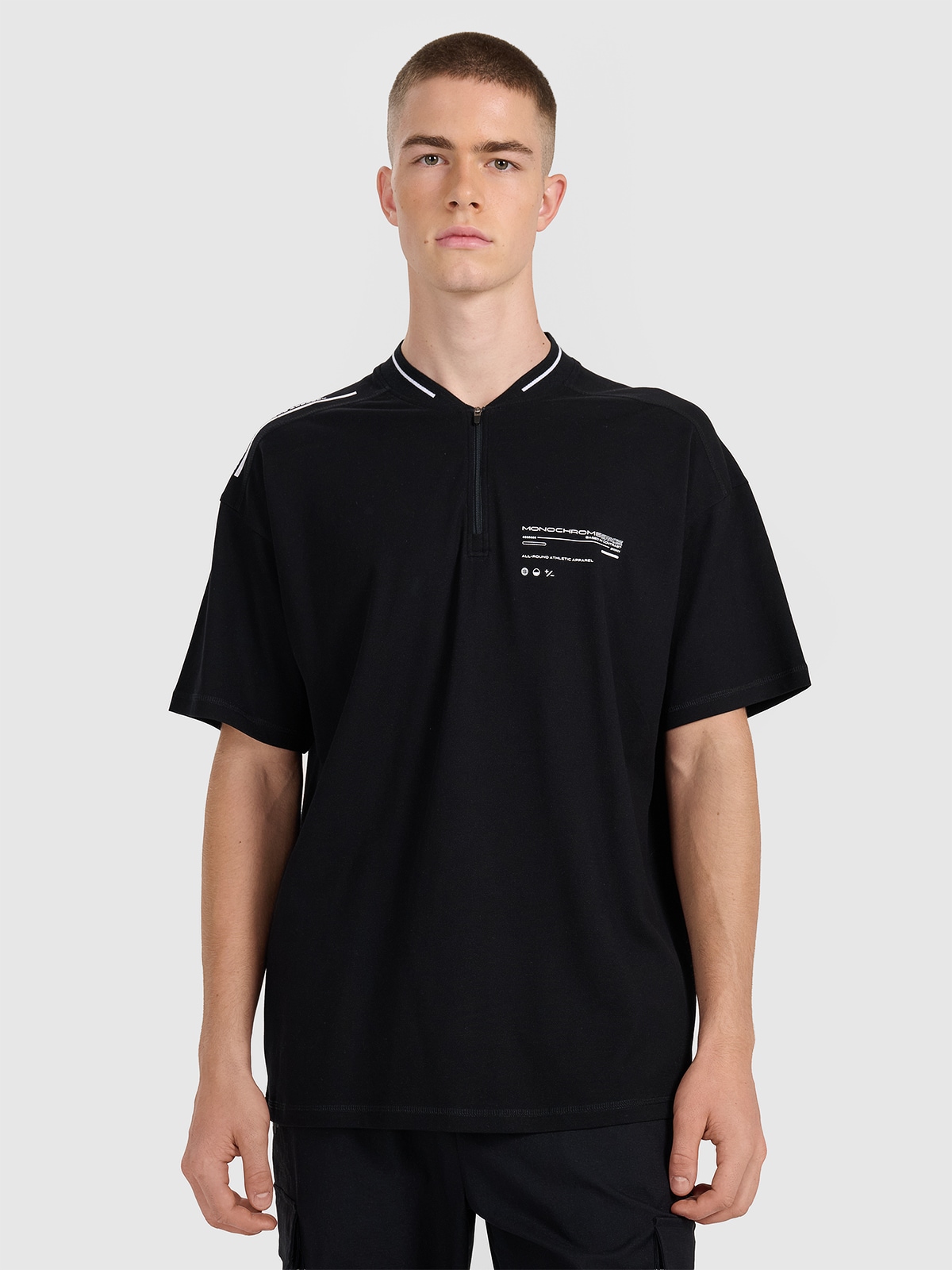 4F Koszulka polo oversize męska - czarna XXL