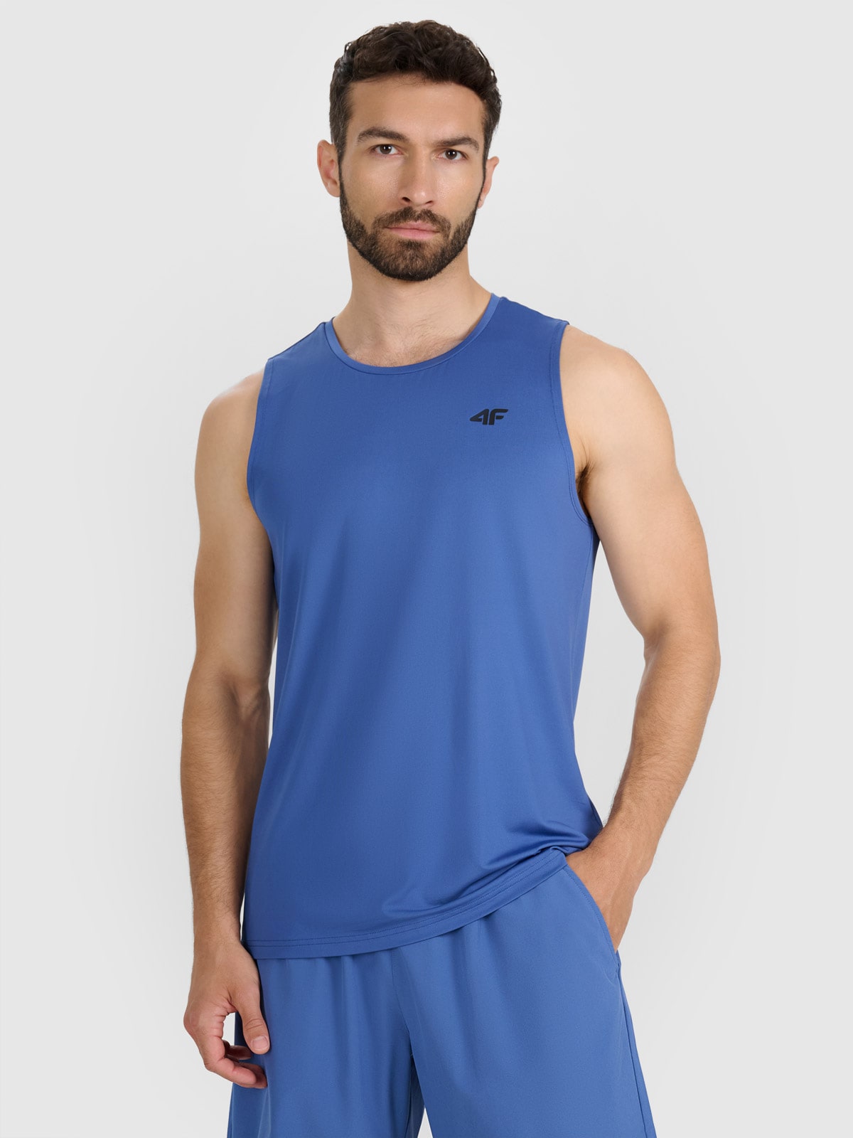 4F Tank top treningowy szybkoschnący męski - niebieski S