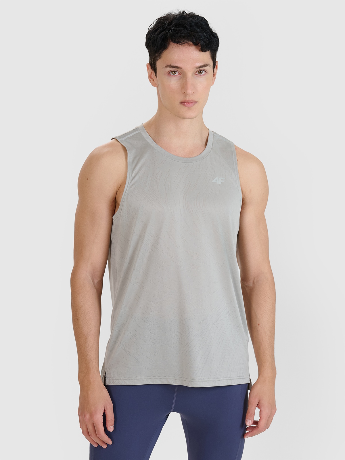 4F Tank top do biegania regular szybkoschnący męski - szary L