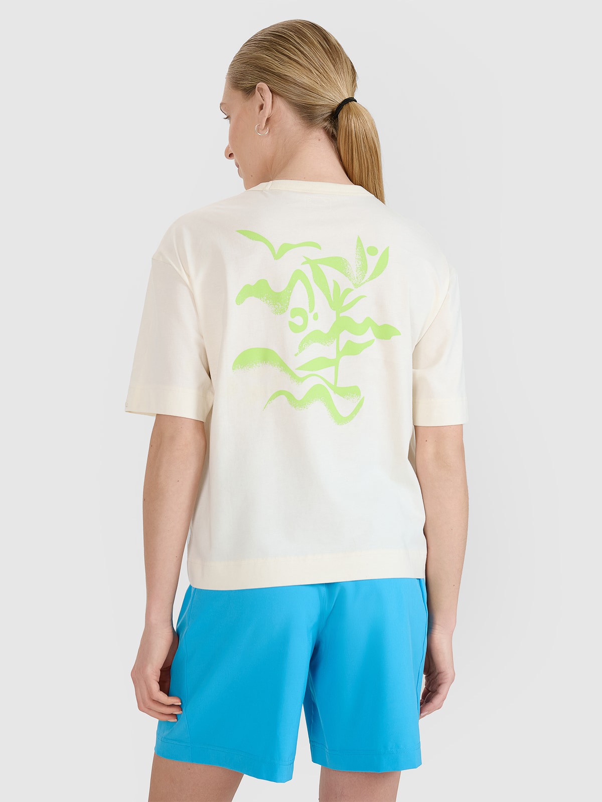 4F T-shirt regular z nadrukiem damski - biały M