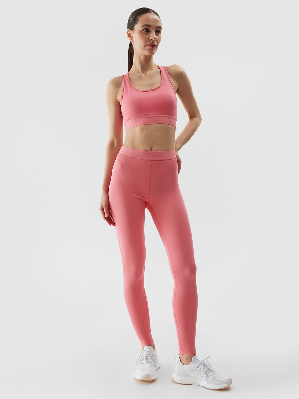 4F Legginsy treningowe z materiału z recyklingu damskie - pomarańczowe M