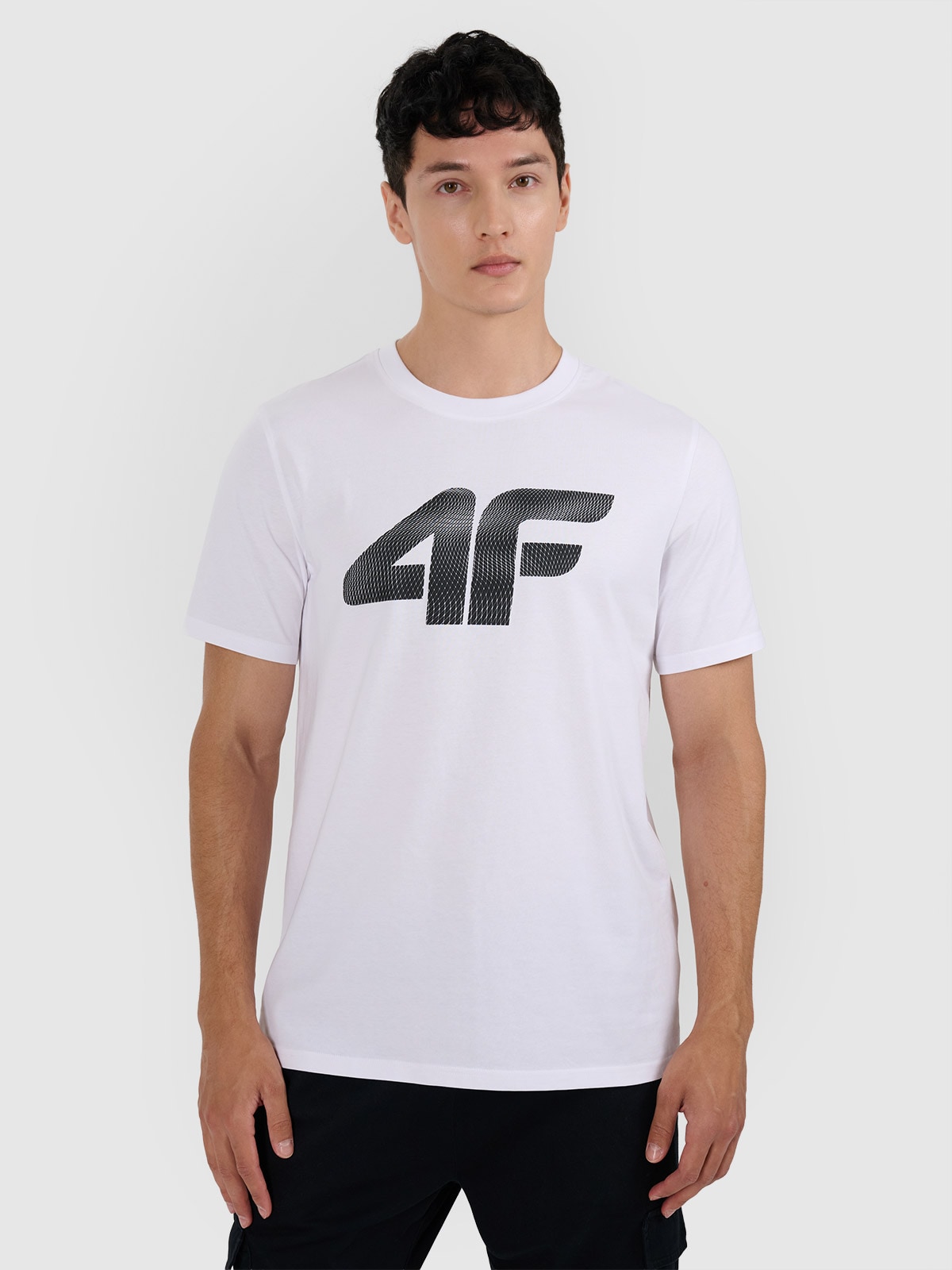 4F T-shirt regular z nadrukiem męski - biały L