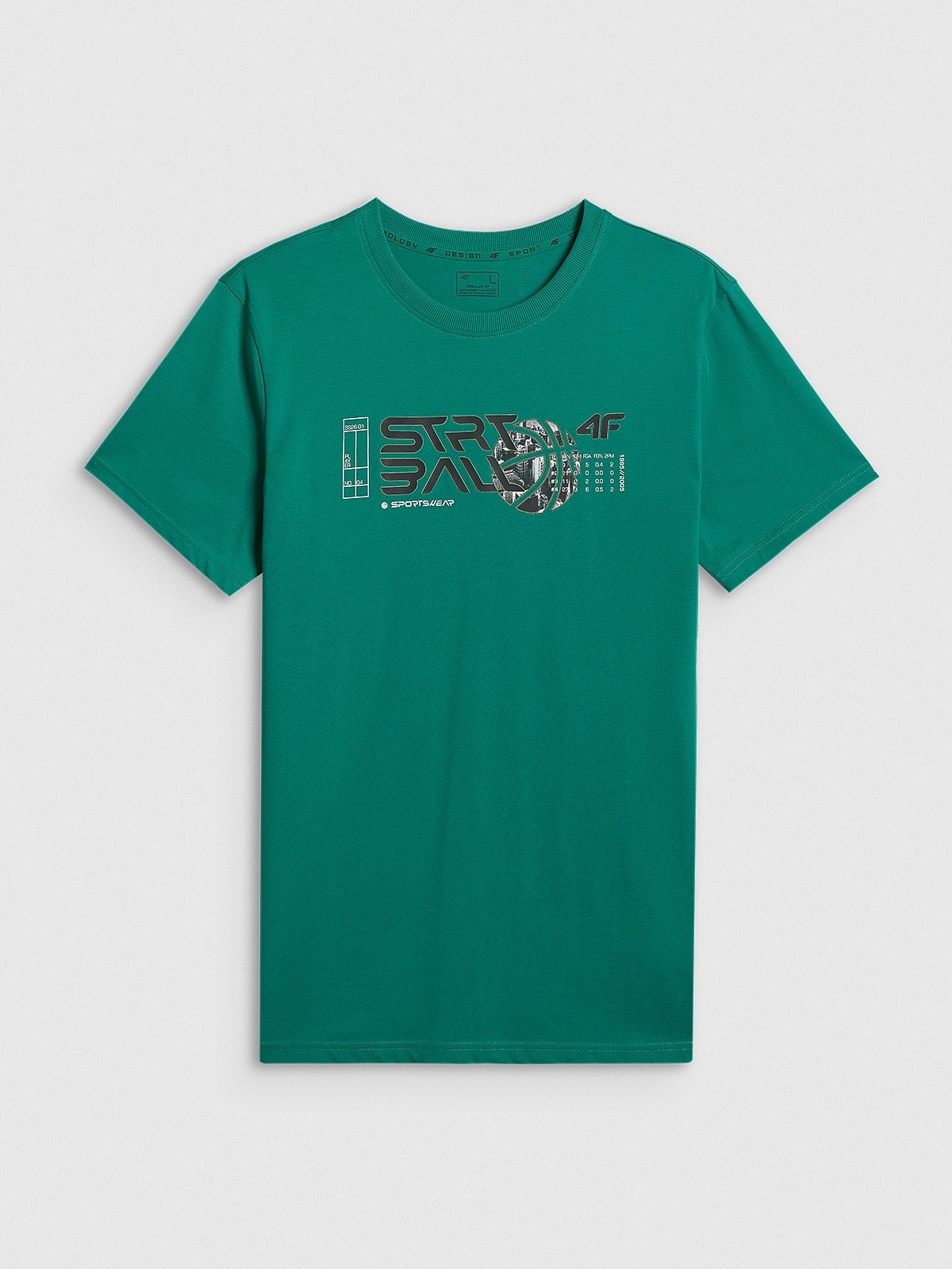 4F T-shirt regular z nadrukiem męski - zielony L