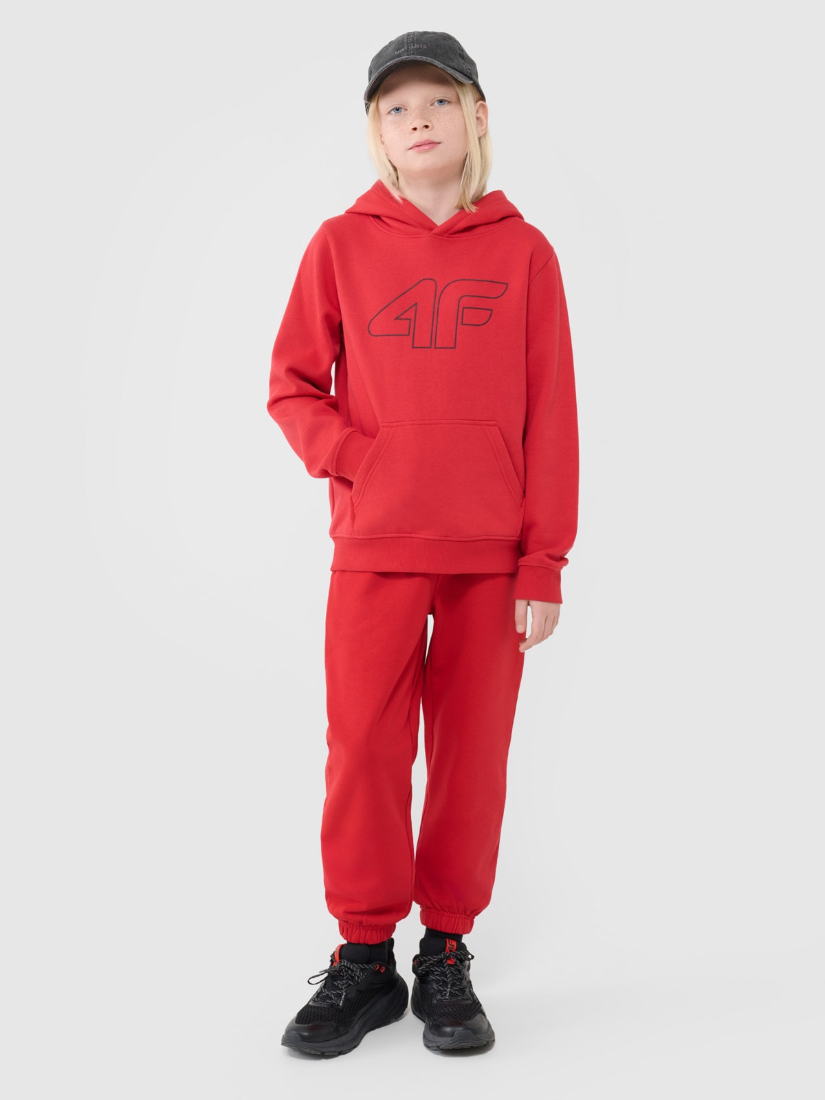 4F Spodnie dresowe joggery chłopięce - czerwone 146 (10-11 lat)