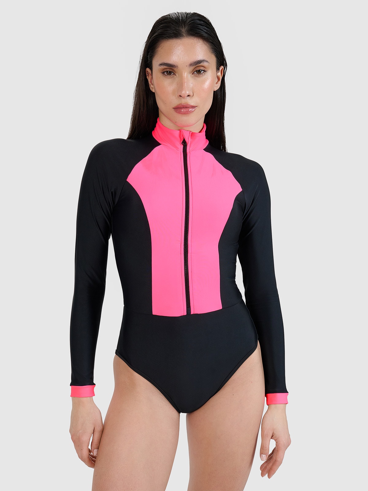 4F Kostium kąpielowy z długim rękawem damski - różowy L