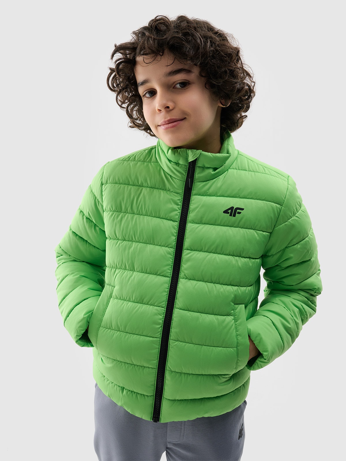 4F Kurtka puchowa z wypełnieniem syntetycznym chłopięca - zielona 128 (7-8 lat)