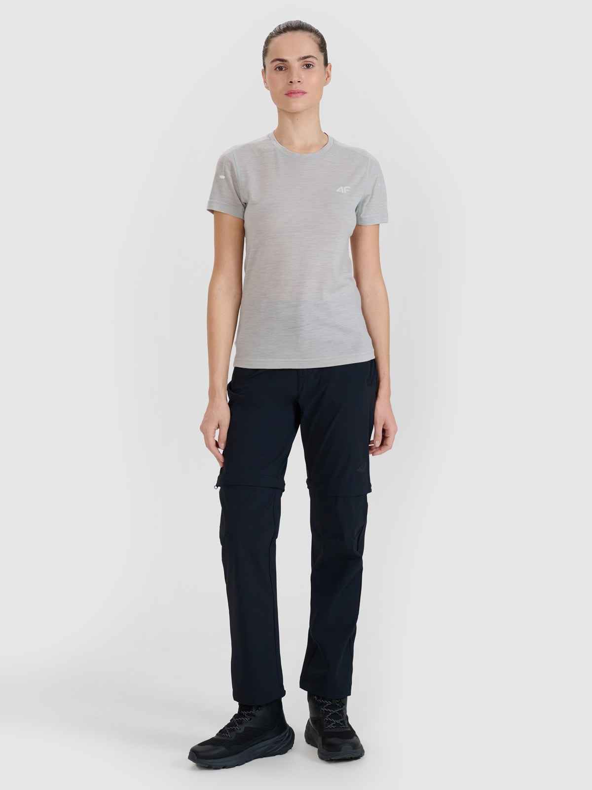 4F Spodnie trekkingowe 2w1 szybkoschnące damskie - czarne XL