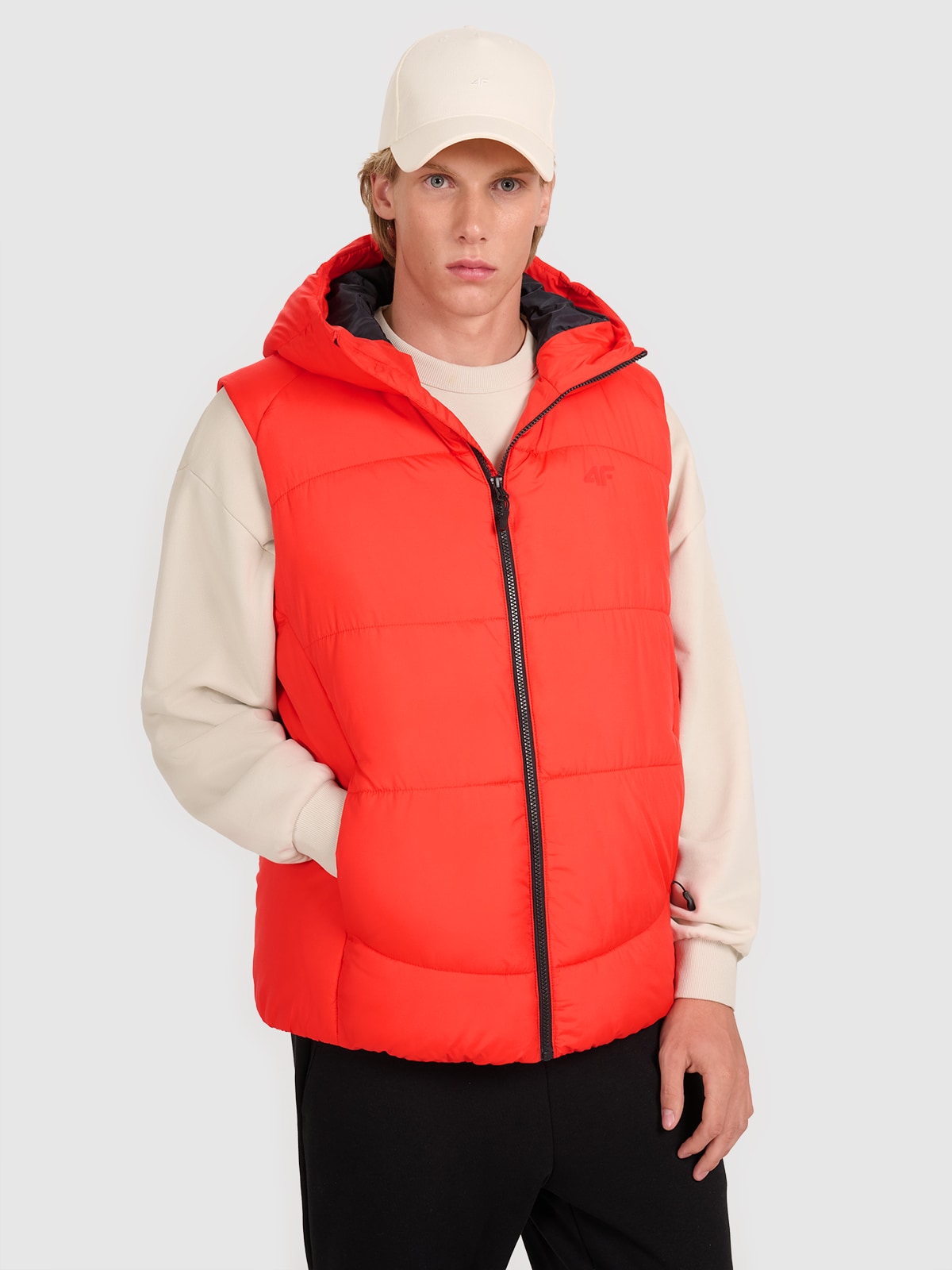 4F Bezrękawnik puchowy z wypełnieniem syntetycznym męski - czerwony S
