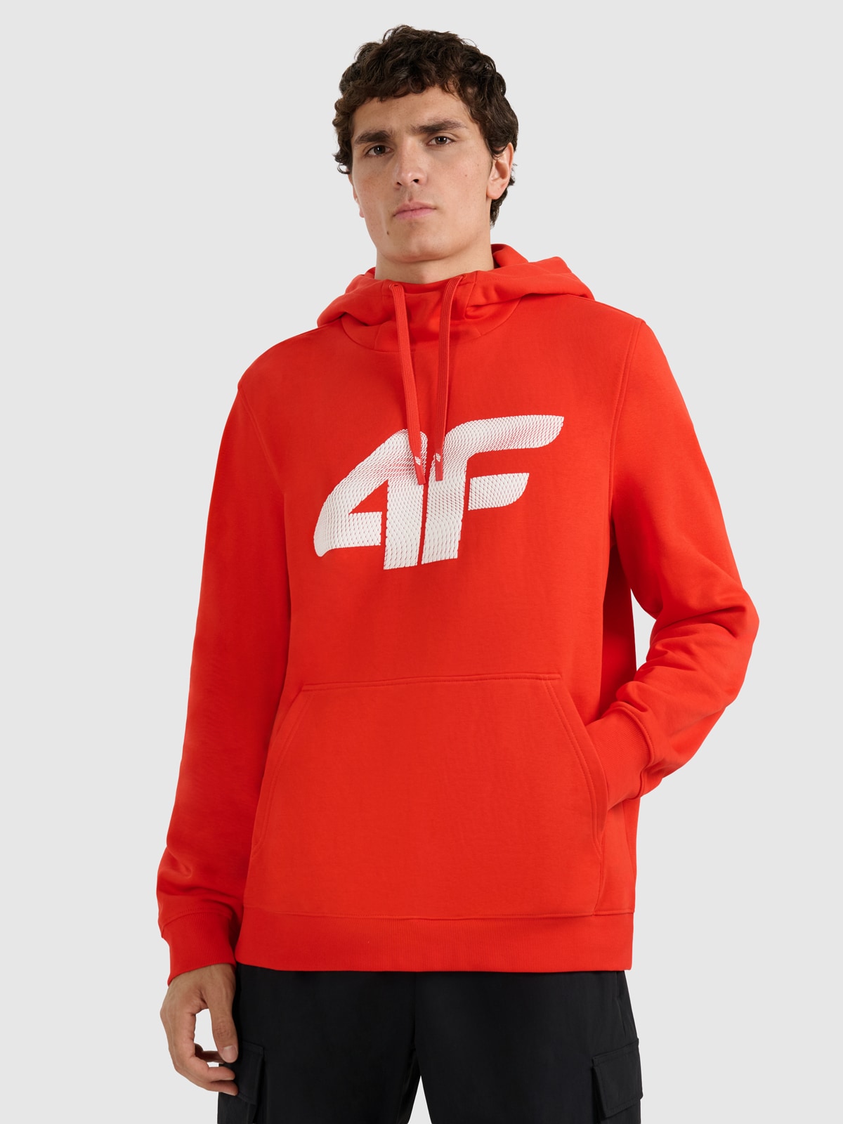 4F Bluza dresowa nierozpinana z kapturem męska - czerwona 3XL
