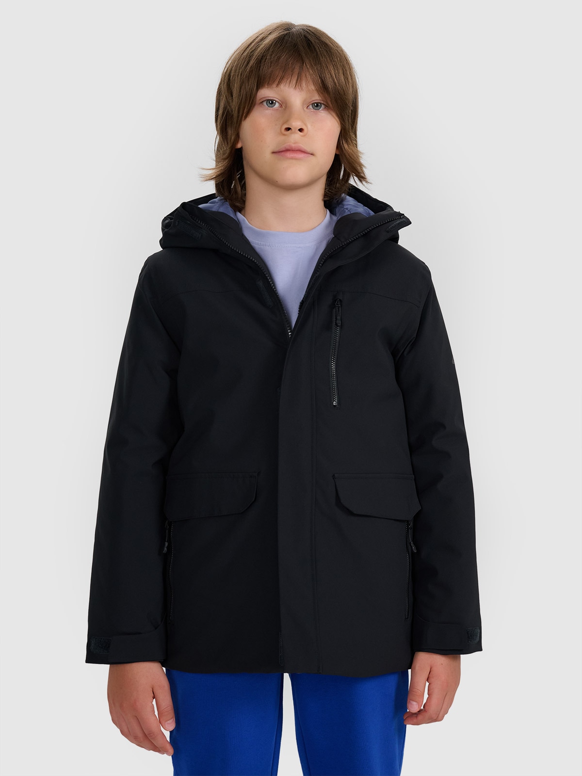 4F Kurtka przejściowa membrana 5000 chłopięca - czarna 146 (10-11 lat)