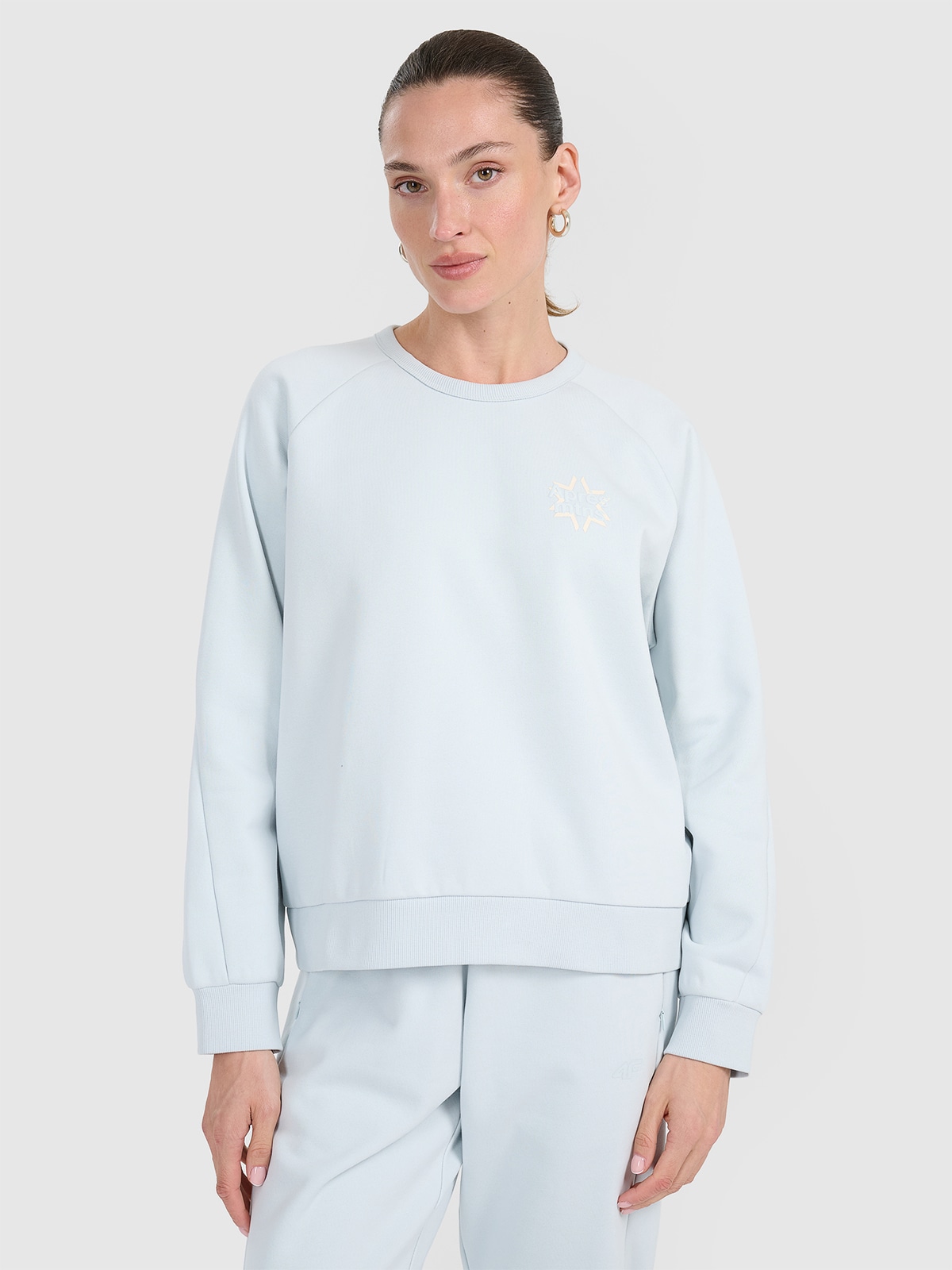 4F Bluza dresowa nierozpinana bez kaptura damska - niebieska XXL