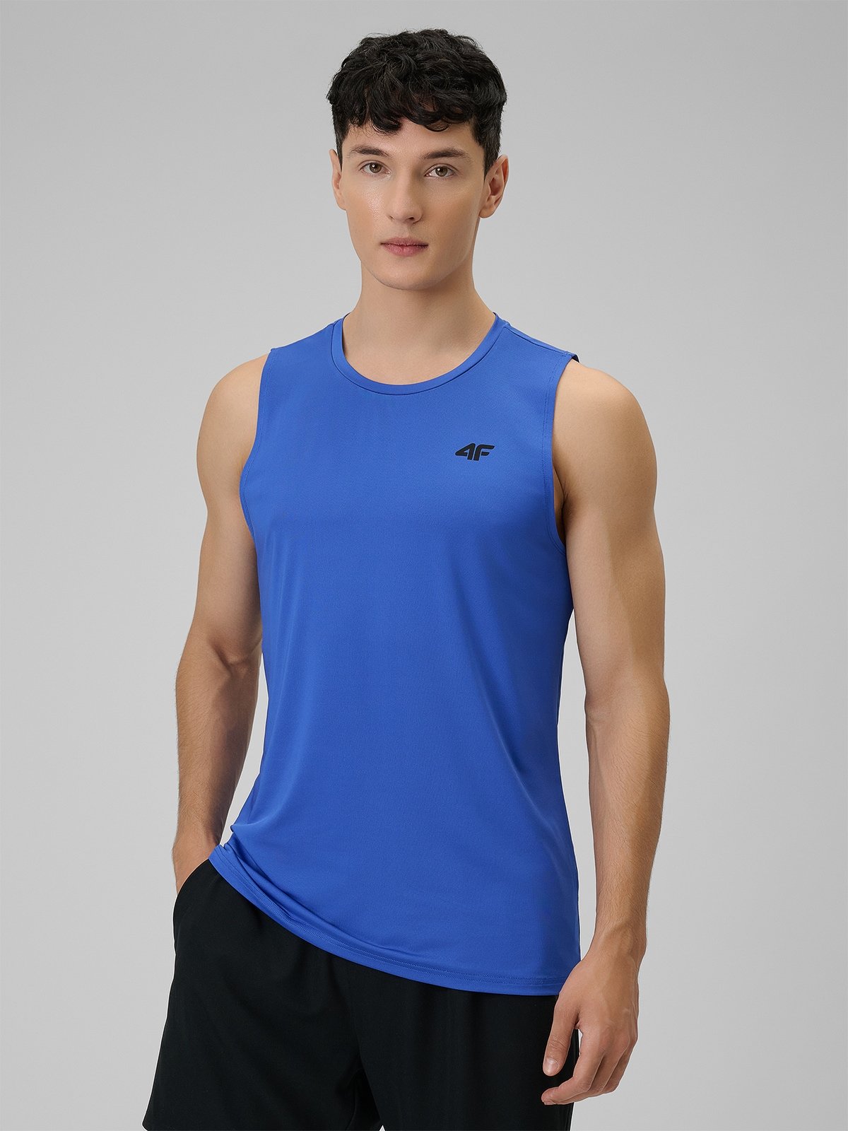 4F Koszulka treningowa regular szybkoschnąca męska - niebieska S