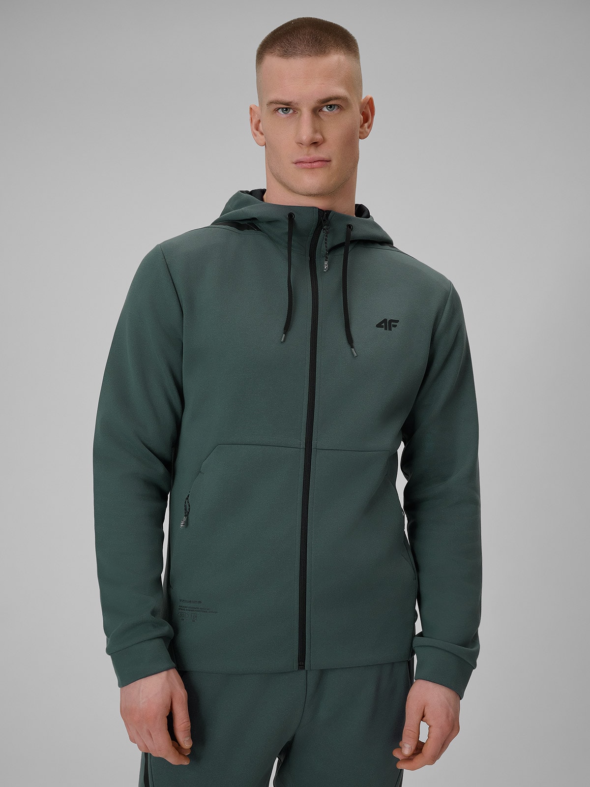 4F Bluza treningowa regular z kapturem męska - szara M