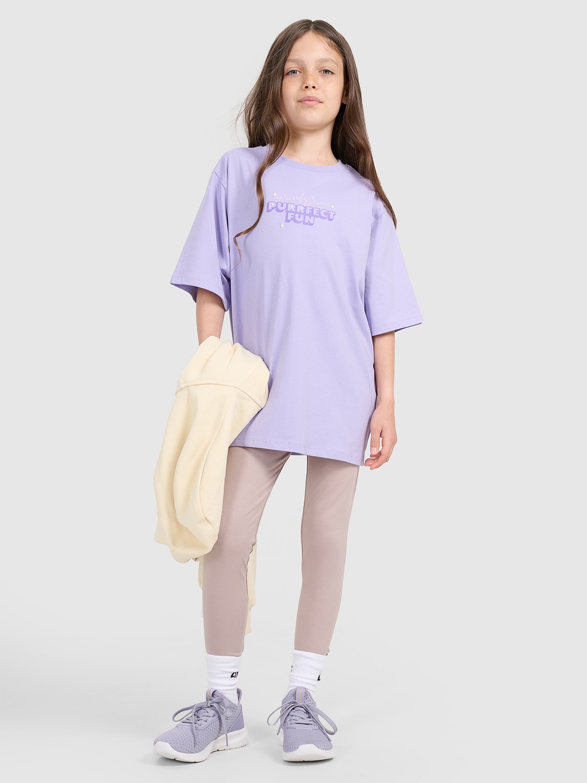 4F Legginsy dzianinowe dziewczęce - beżowe 140 (9-10 lat)