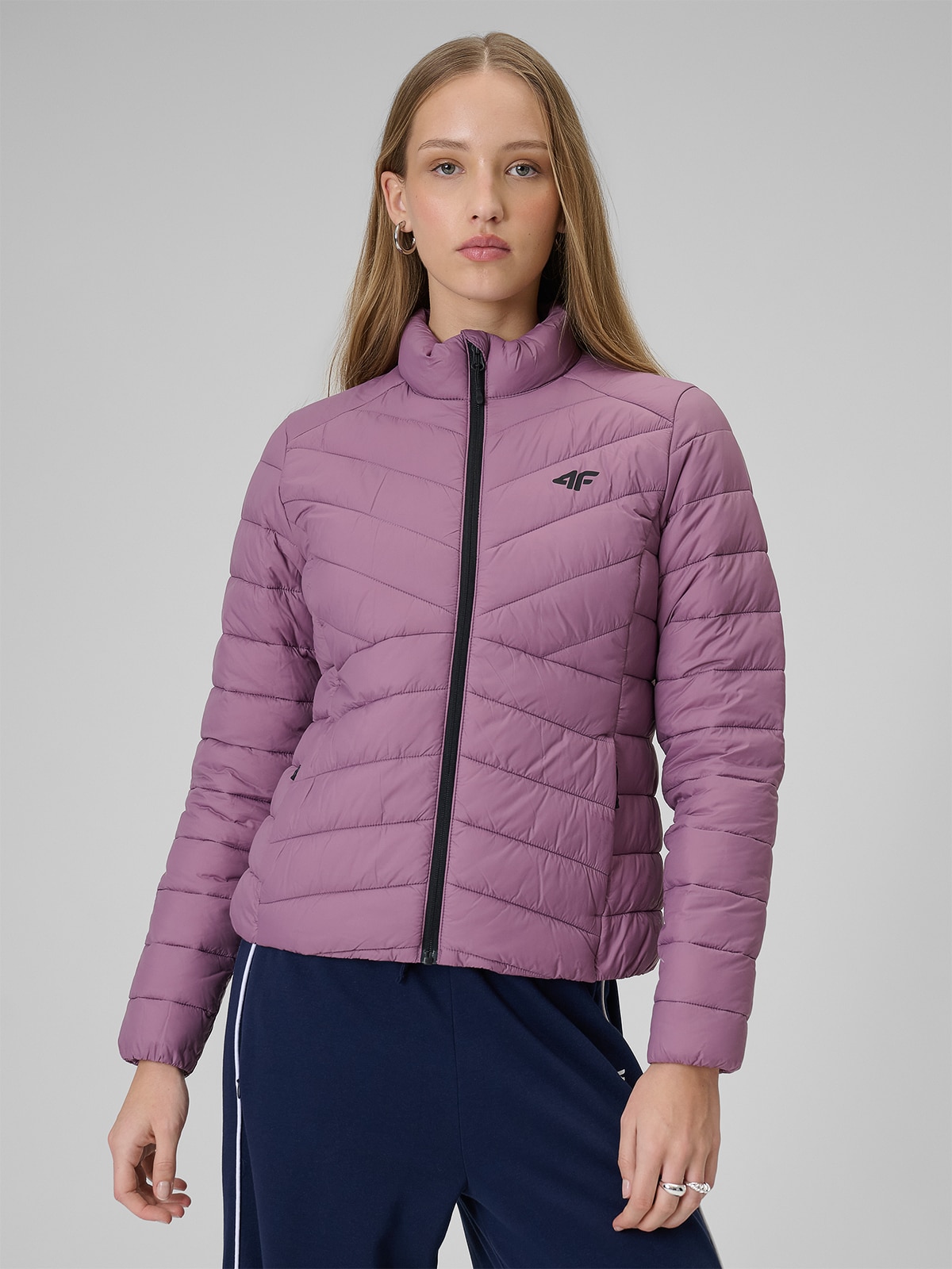 4F Kurtka z wypełnieniem syntetycznym damska - fioletowa L