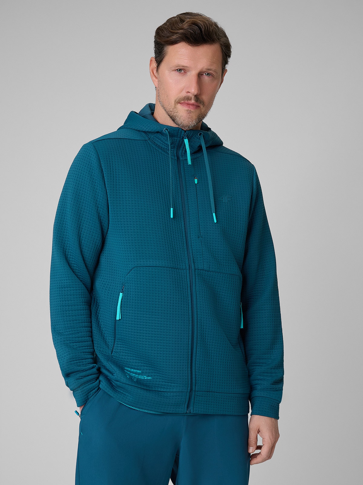 4F Bluza treningowa regular z kapturem męska - granatowa S