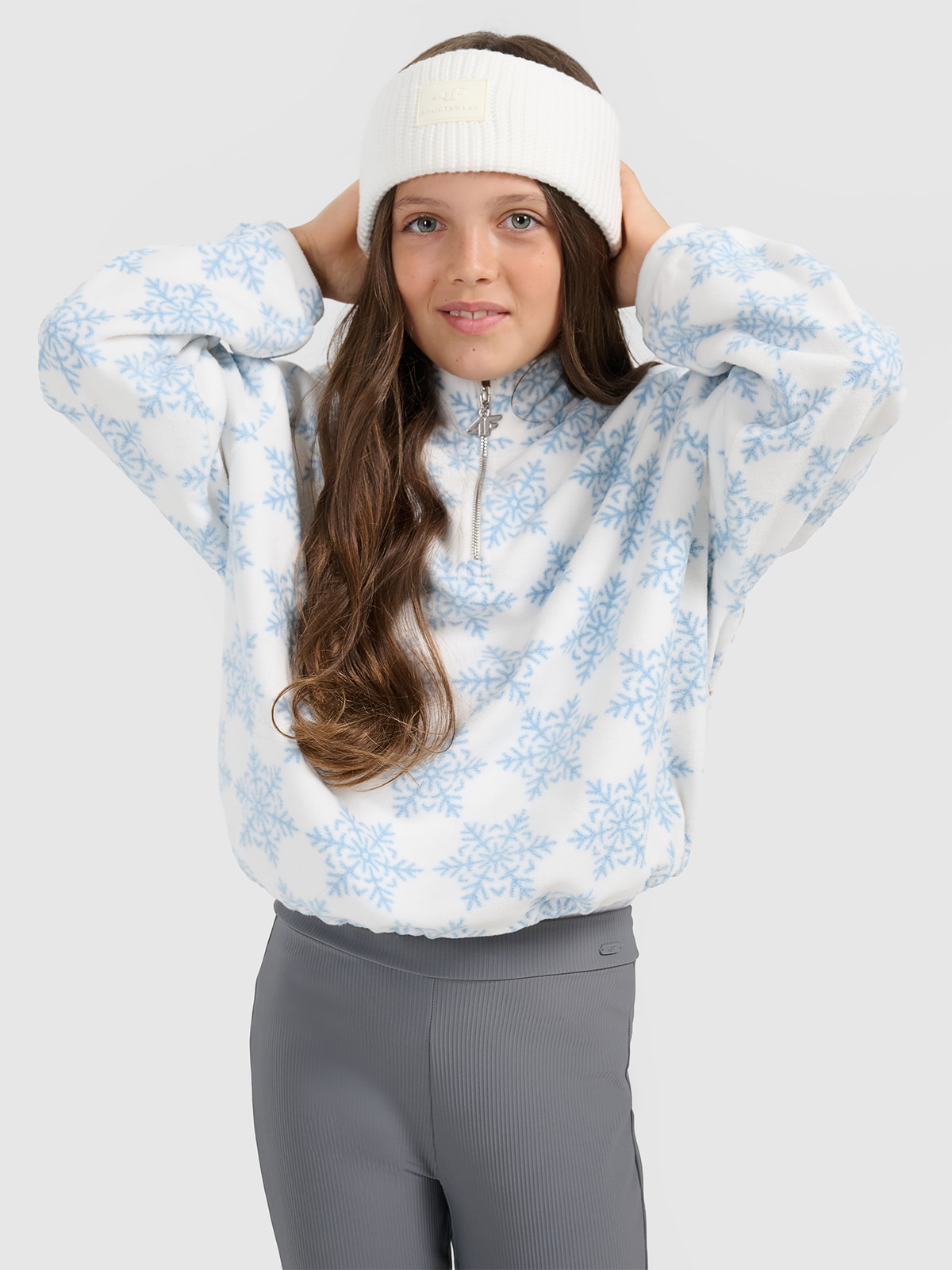 4F Polar oversize z nadrukiem dziewczęcy - multikolor 134 (8-9 lat)