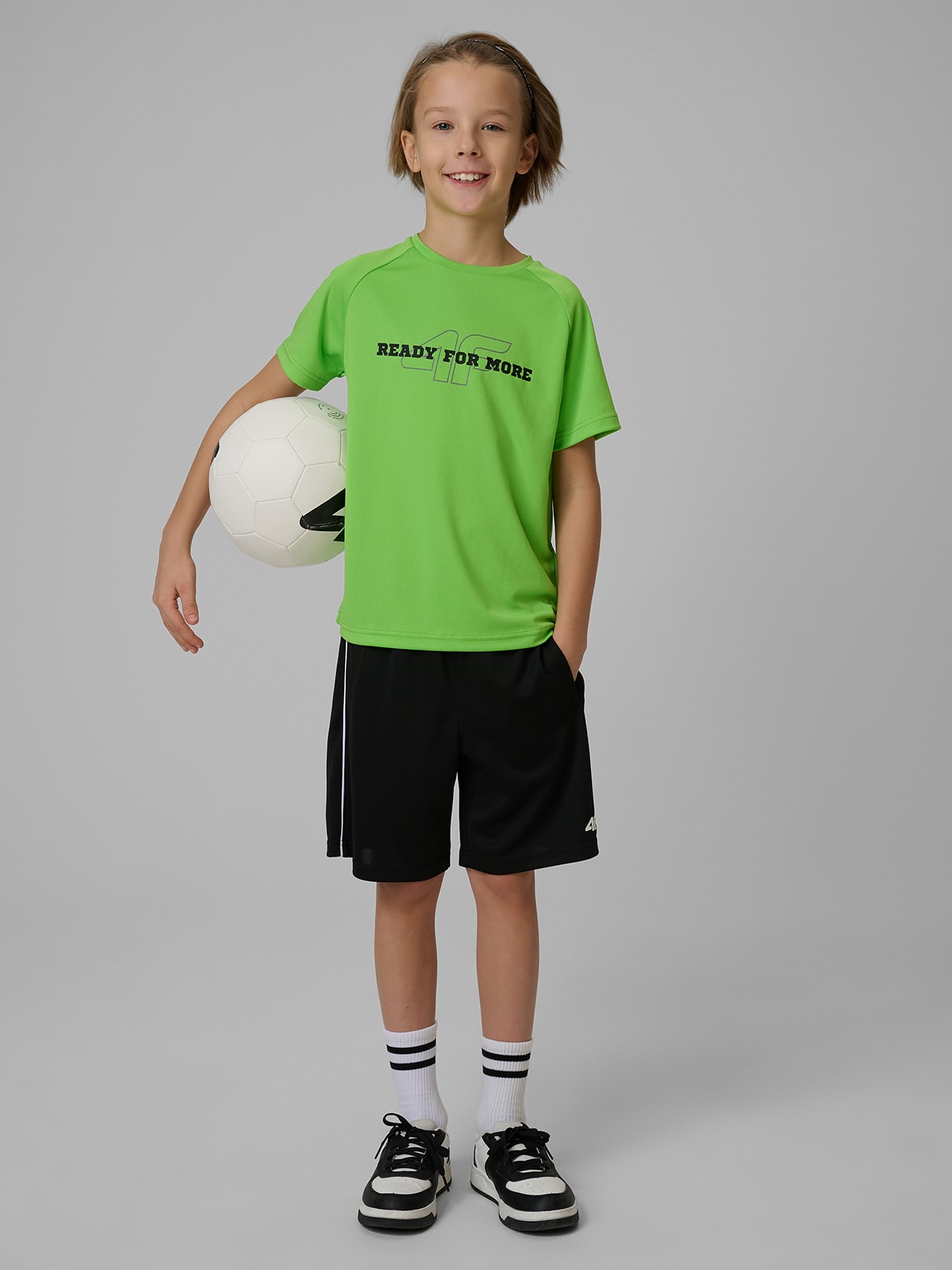 4F Koszulka sportowa szybkoschnąca chłopięca - zielona 134/140 (8-10 lat)