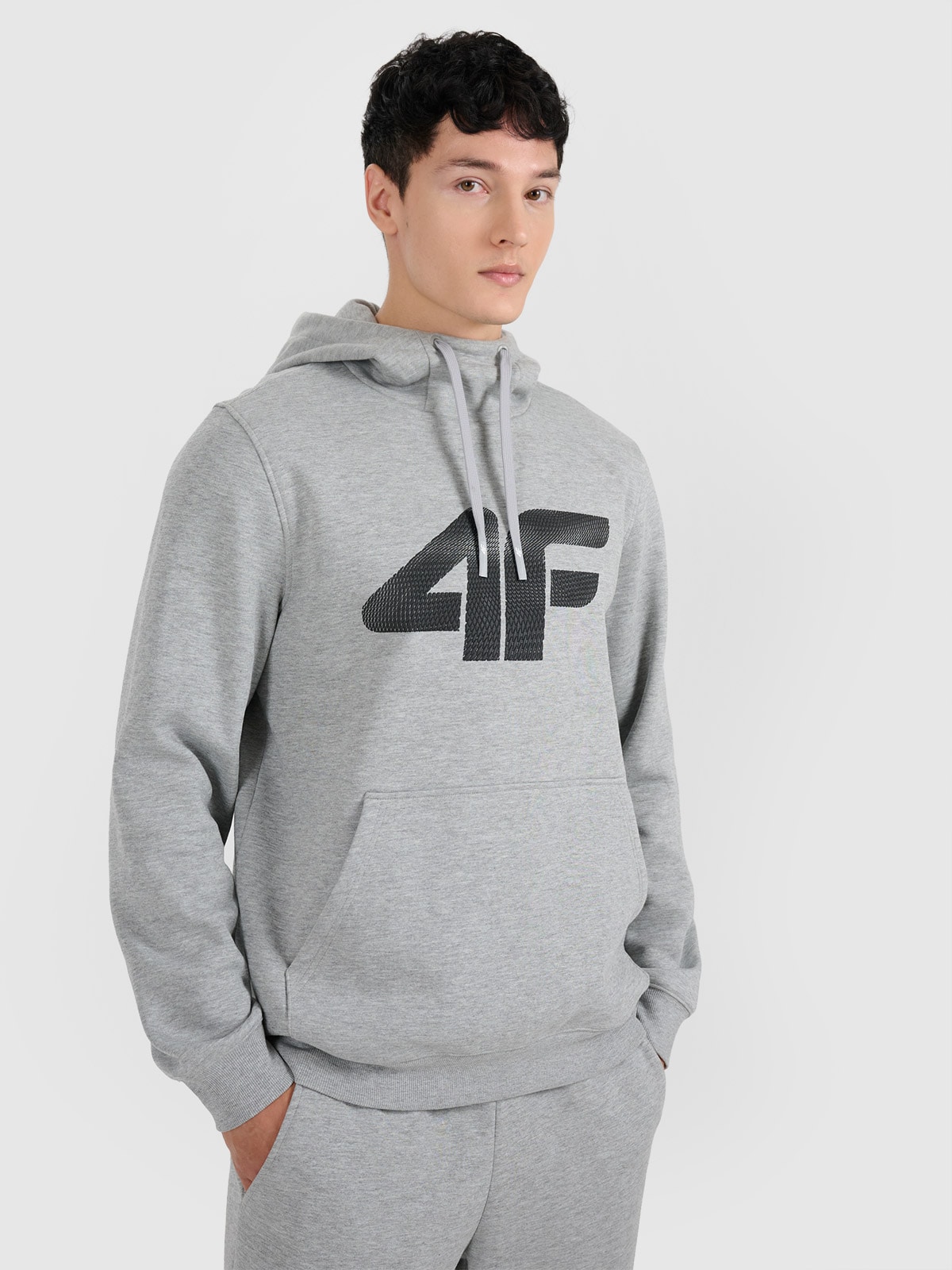 4F Bluza dresowa nierozpinana z kapturem męska - szara XL