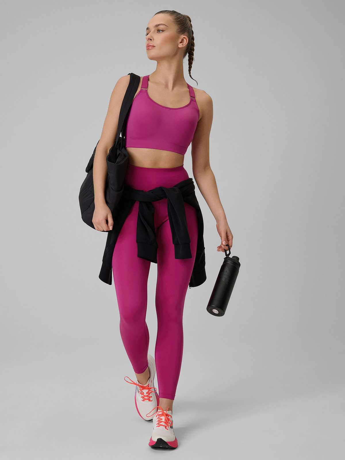 4F Legginsy treningowe szybkoschnące damskie - różowe XL