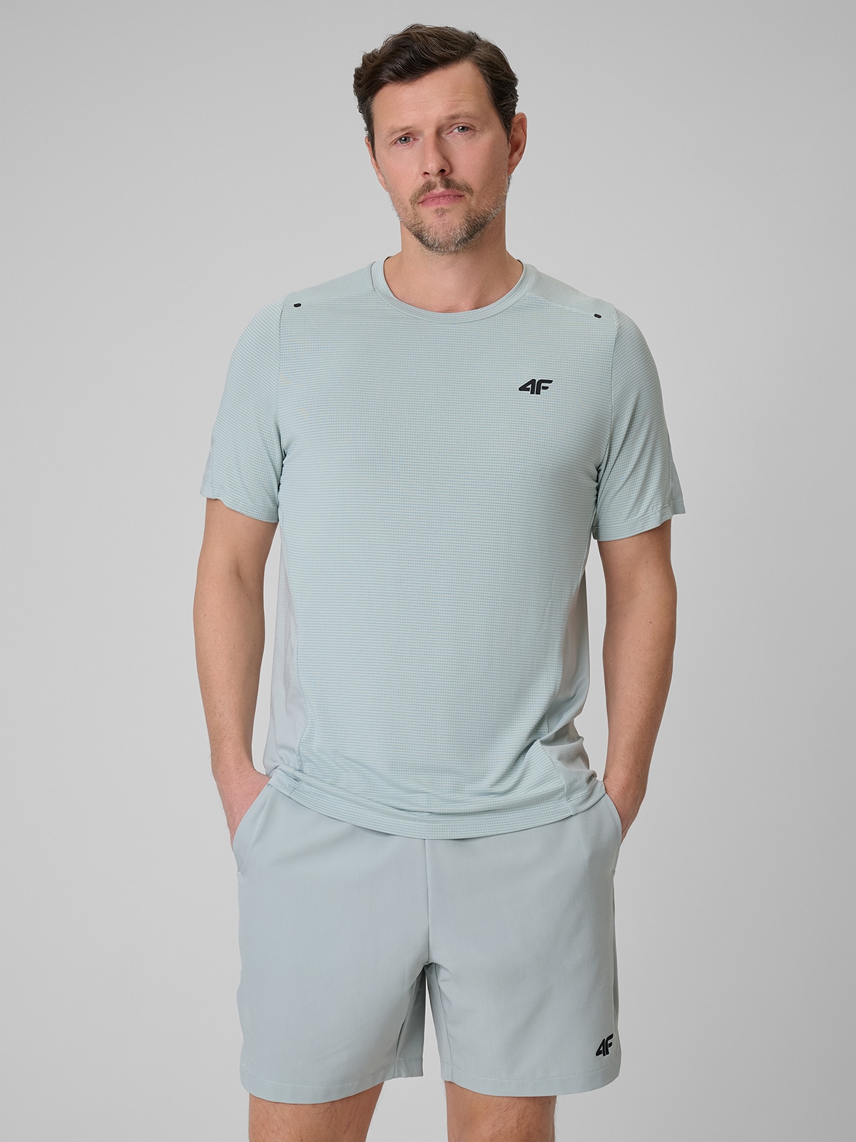 4F Koszulka regular treningowa szybkoschnąca męska - miętowa XXL
