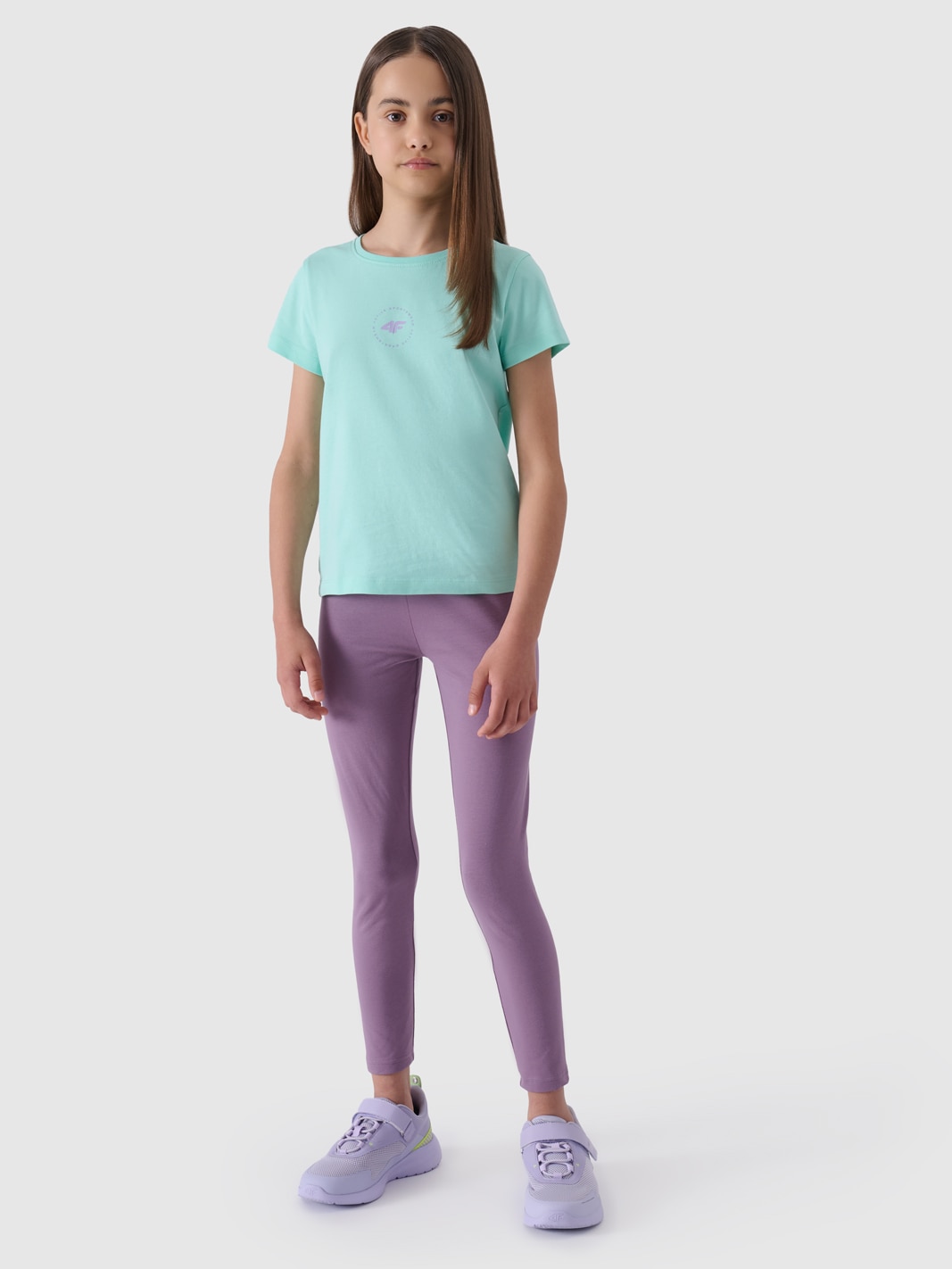 4F Legginsy dzianinowe dziewczęce - fioletowe 152 (11-12 lat)