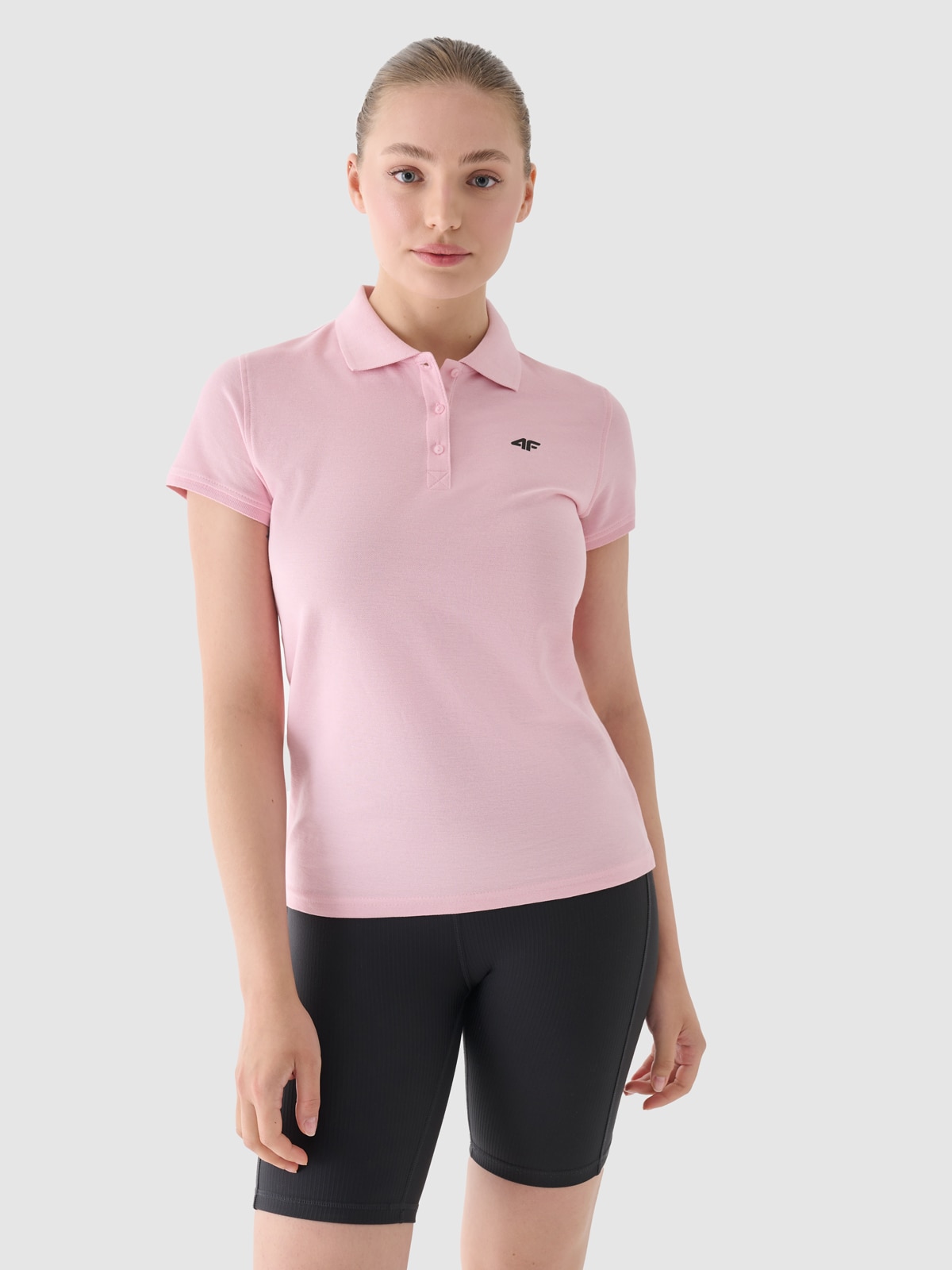 4F Koszulka polo regular damska - różowa XL