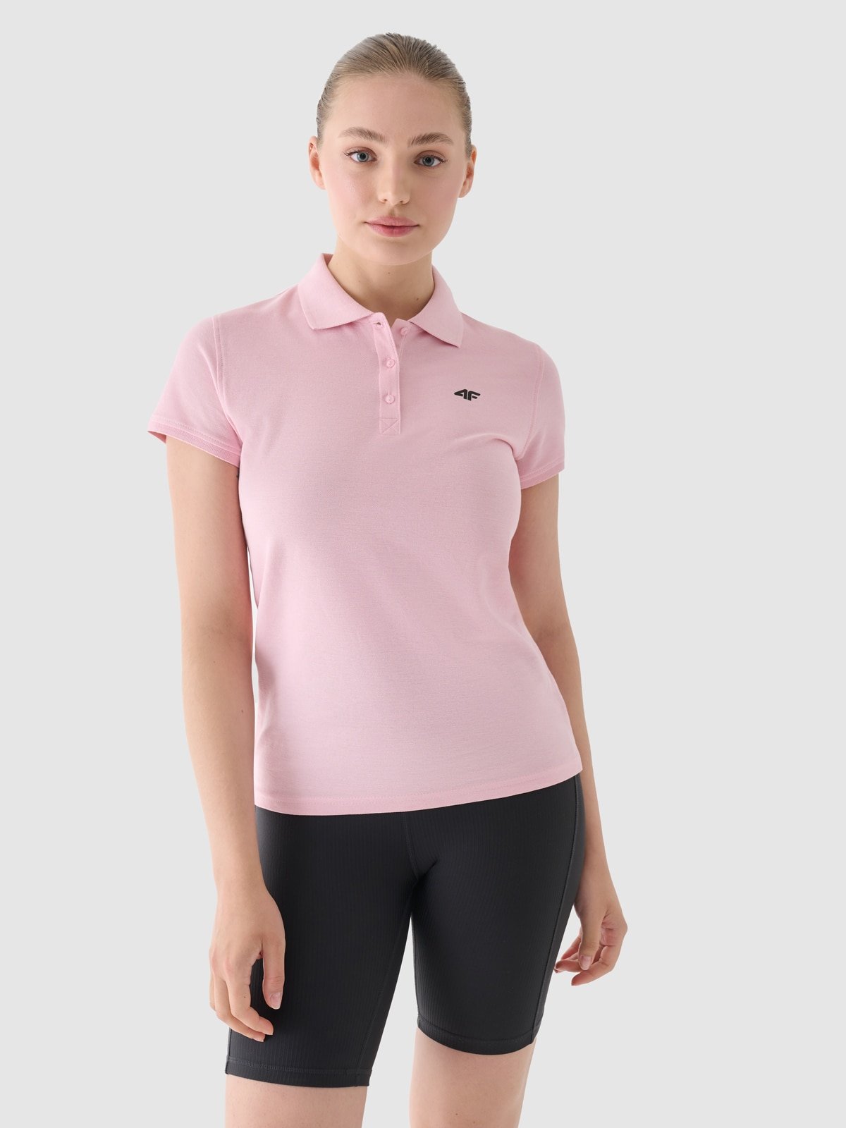 4F Koszulka polo regular damska - różowa XL