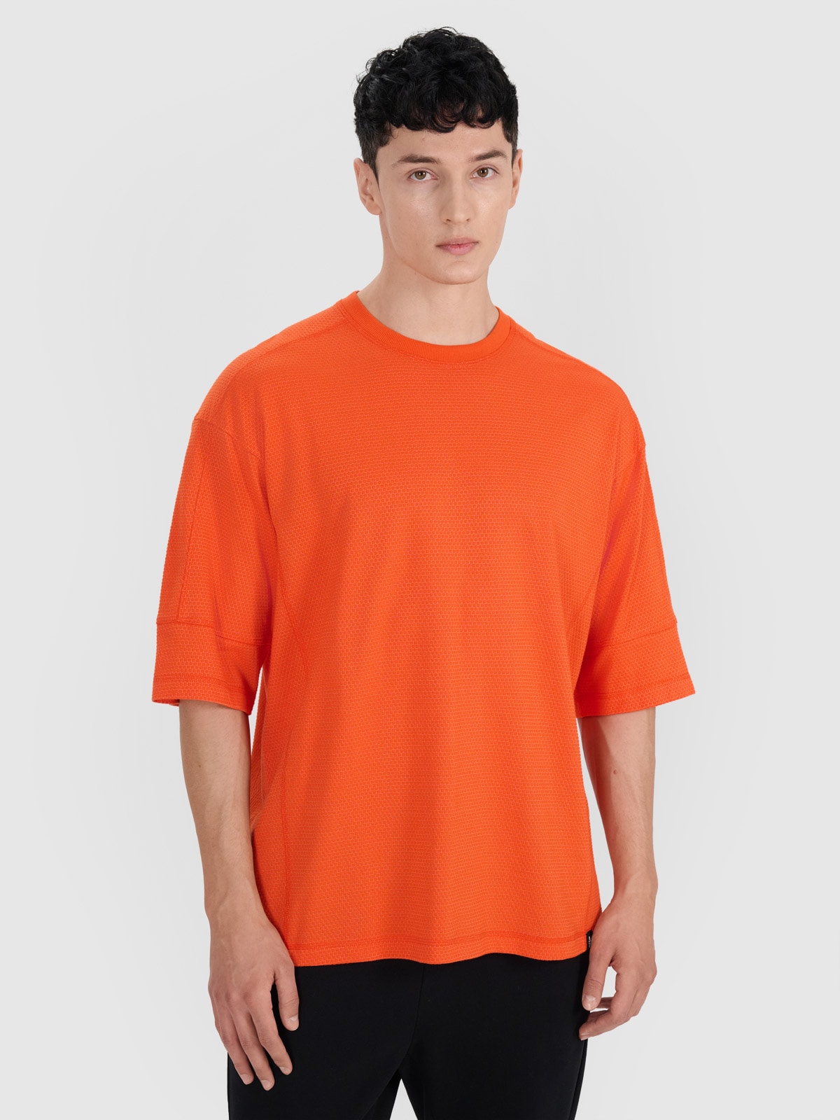 4F T-shirt oversize gładki męski - pomarańczowy L