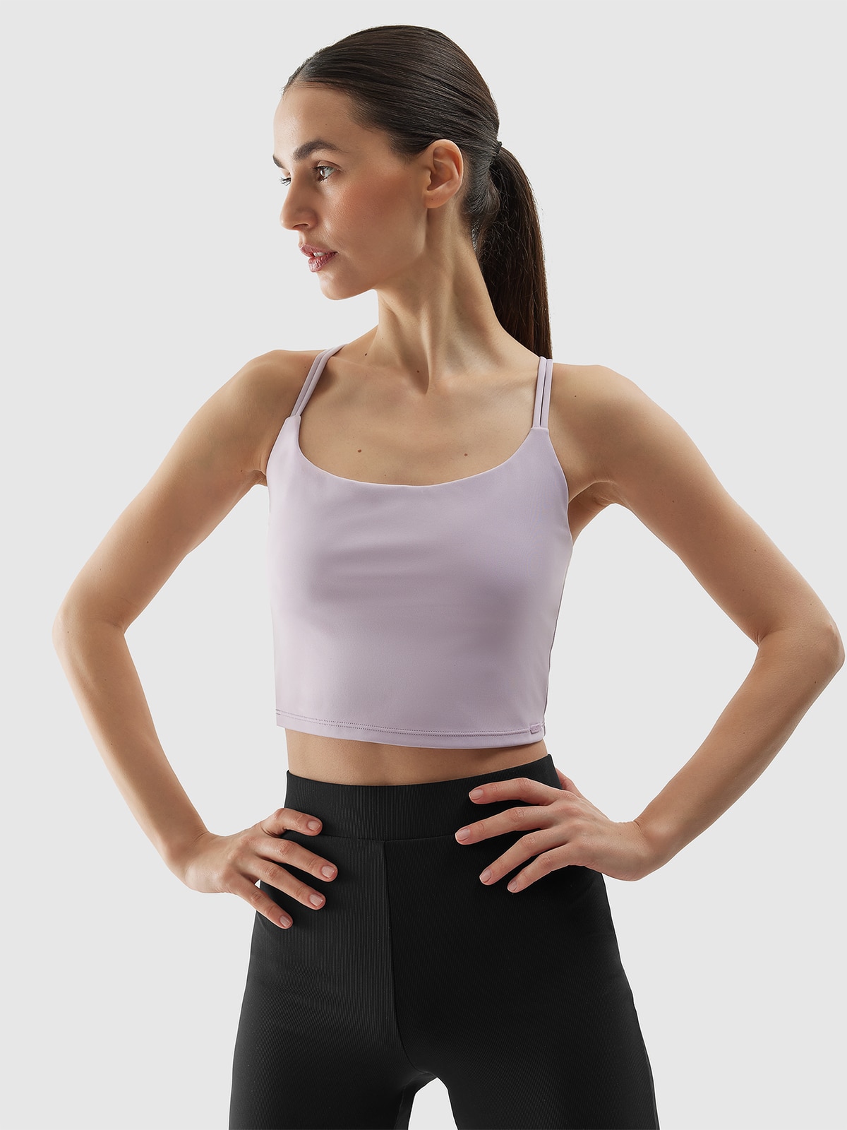 4F Crop top do jogi i pilatesu z materiału z recyklingu damski - fioletowy XL