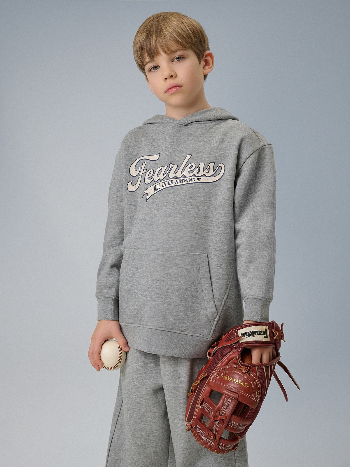 4F Bluza dresowa loose z kapturem chłopięca - szara 134/140 (8-10 lat)