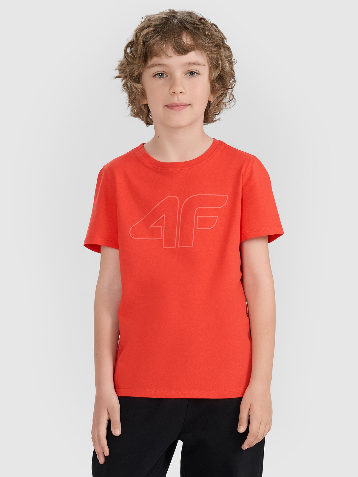 4F T-shirt regular z nadrukiem chłopięcy - czerwony 164 (13-14 lat)