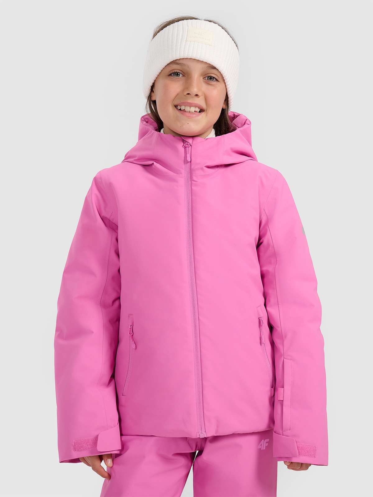 4F Kurtka narciarska membrana 5000 dziewczęca - różowa 146 (10-11 lat)