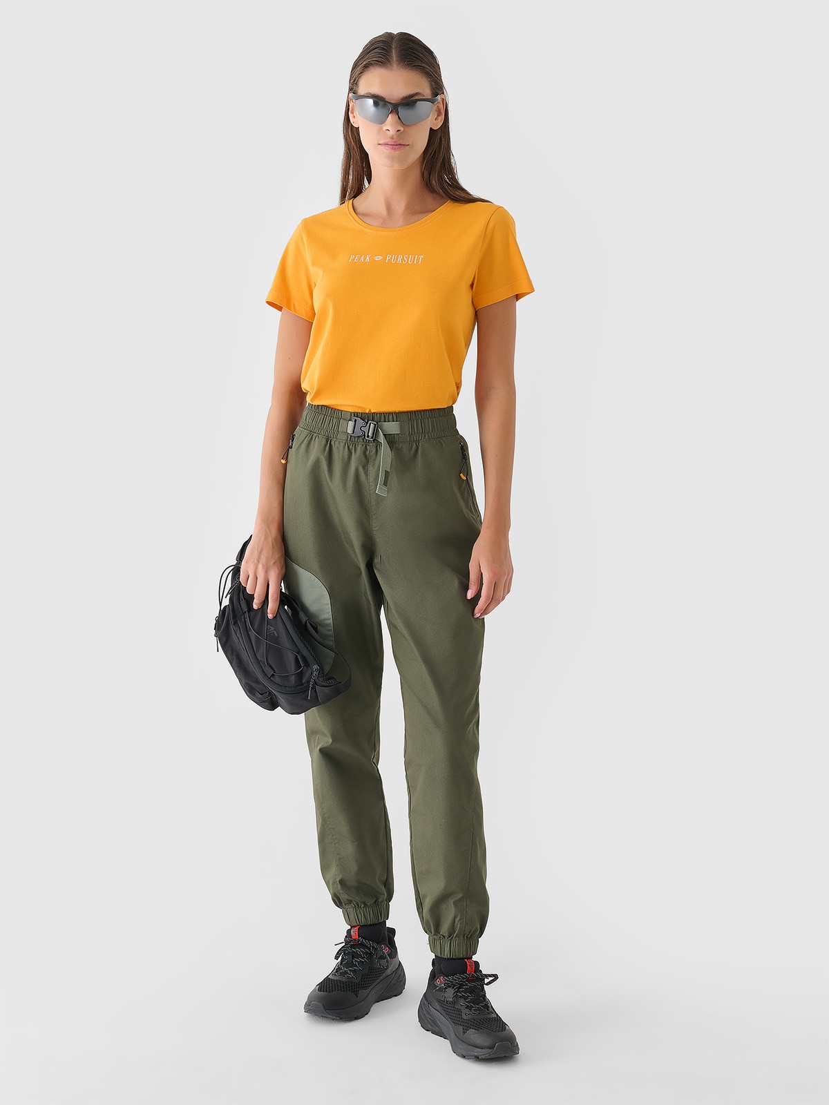 4F Spodnie casual damskie - oliwkowe/khaki S