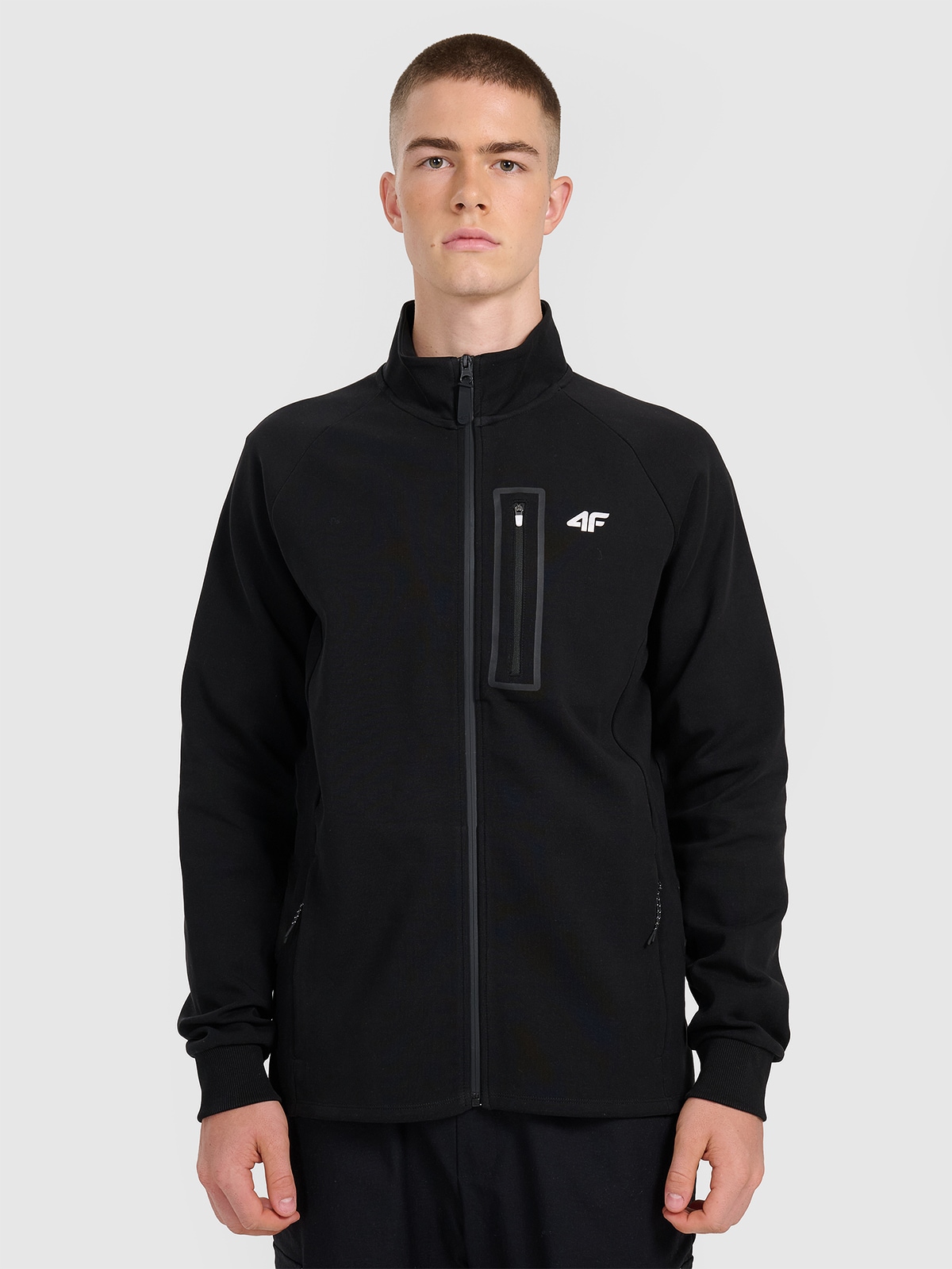 4F Bluza dresowa rozpinana bez kaptura męska - czarna XL