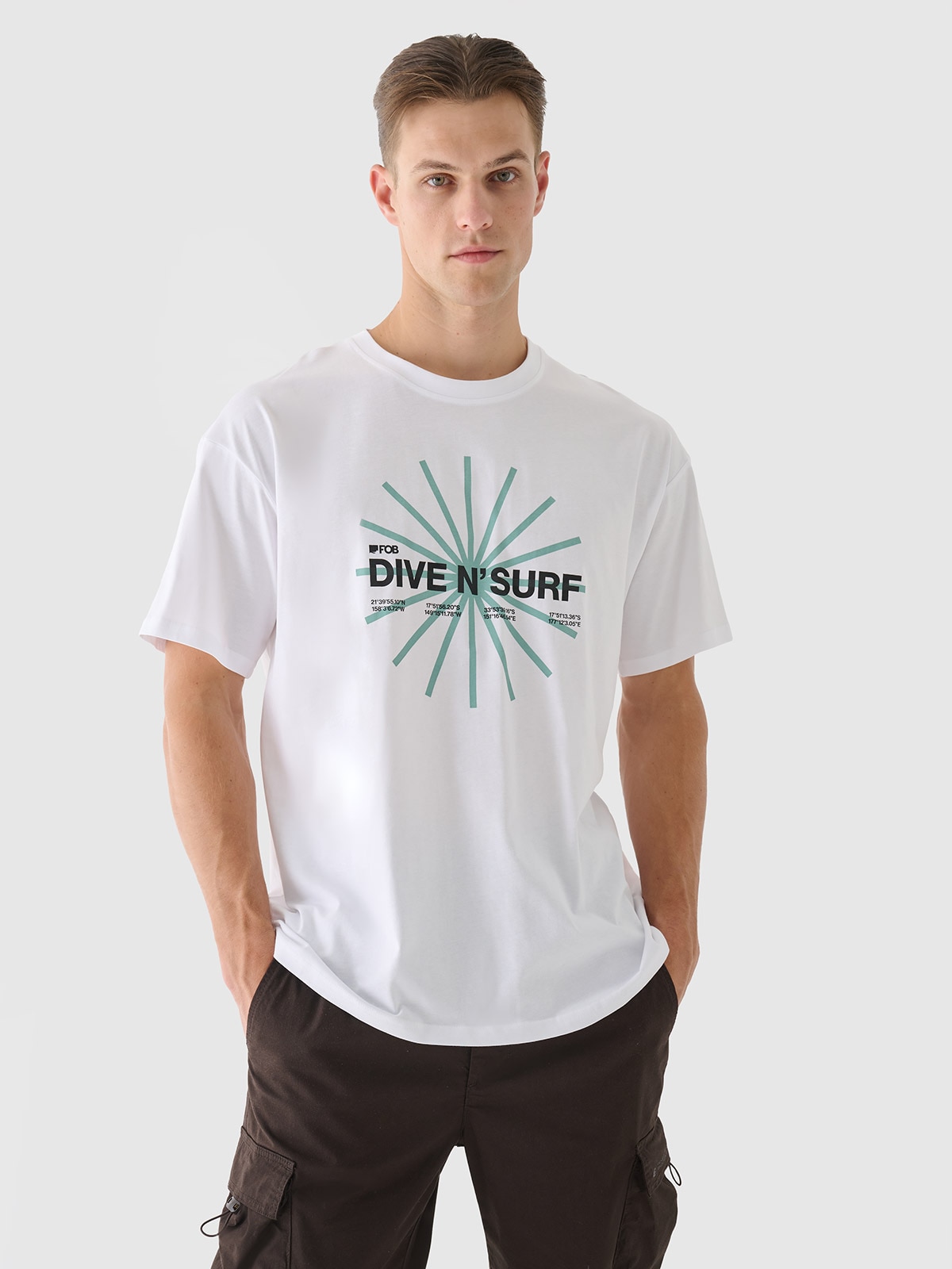 4F T-shirt regular z nadrukiem męski - biały M